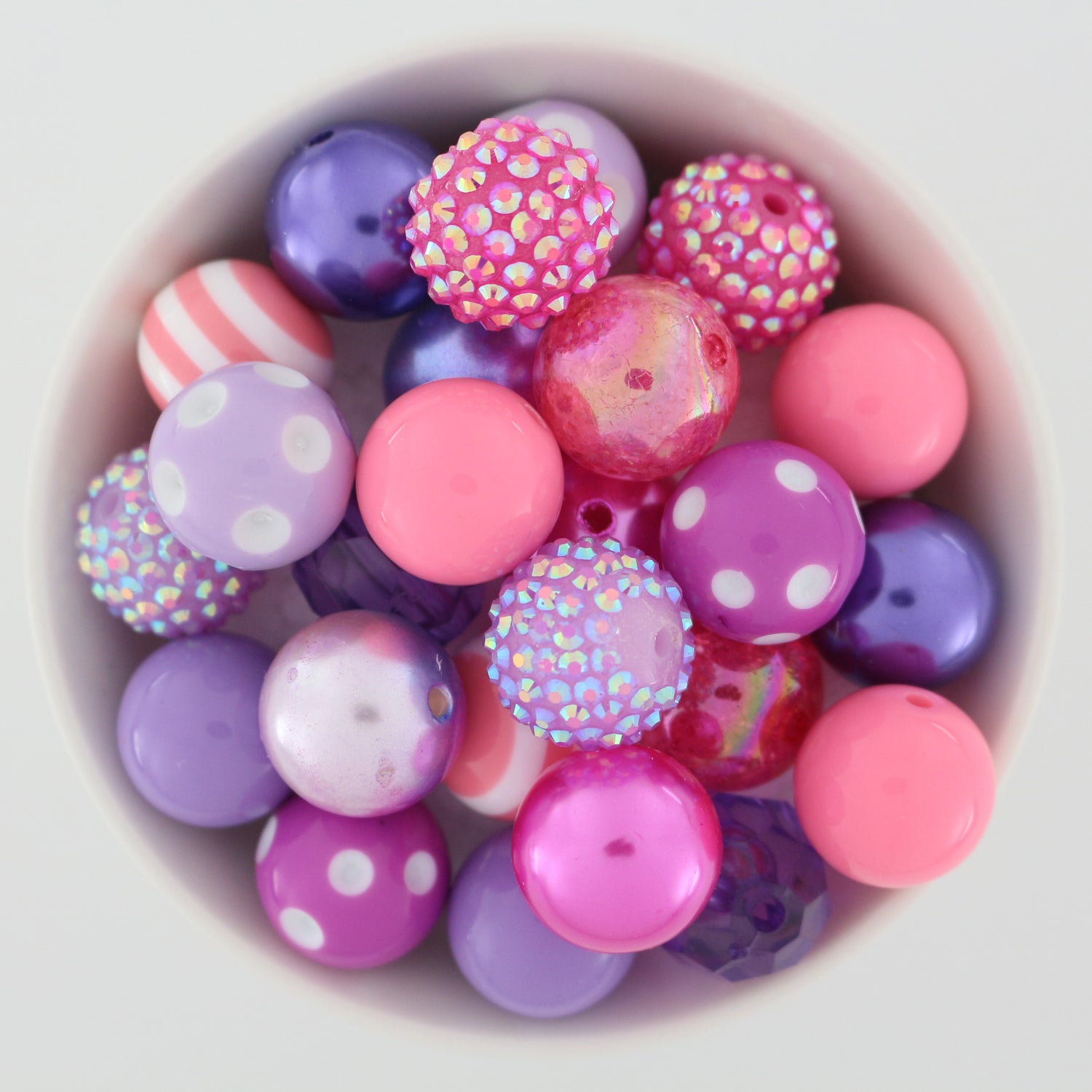 Bubblegum Beads 20mm Acrylic Lavender & Pink
