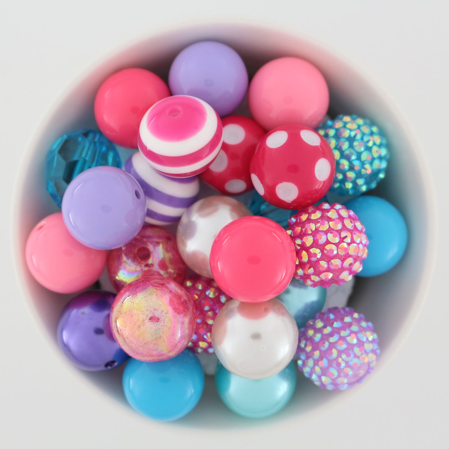 Bubblegum Beads 20mm Acrylic Teal, Lavender, Blue & Pink
