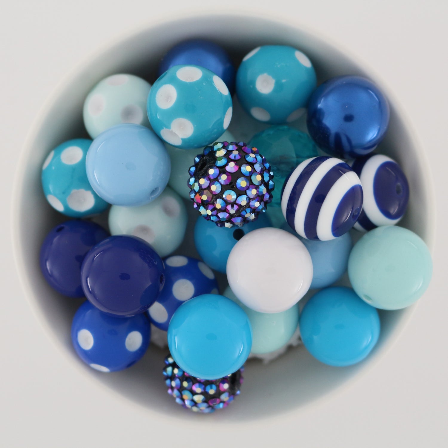 Bubblegum Beads 20mm Acrylic Blues & White