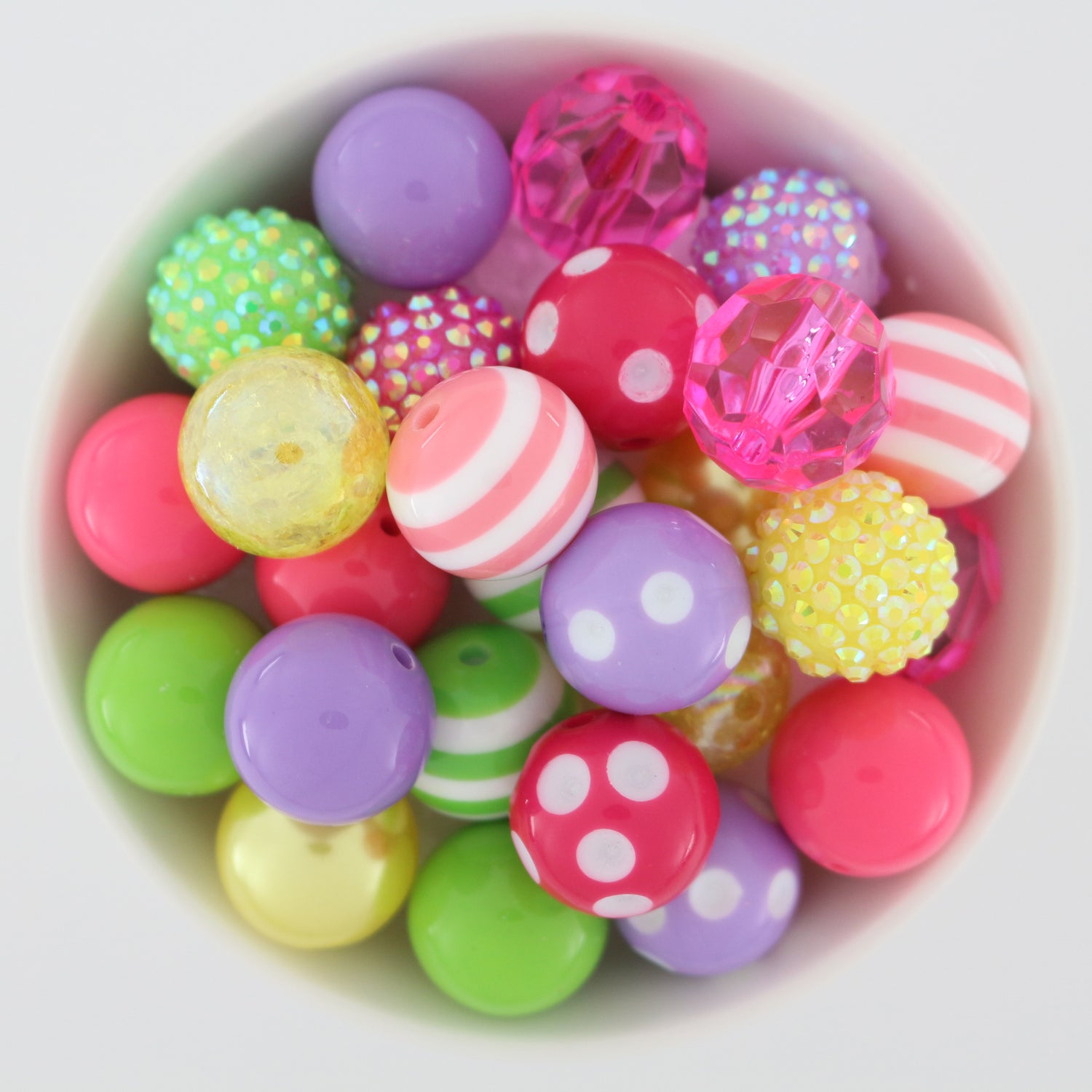 Bubblegum Beads 20mm Acrylic Yellow, Pink, Lavender & Green