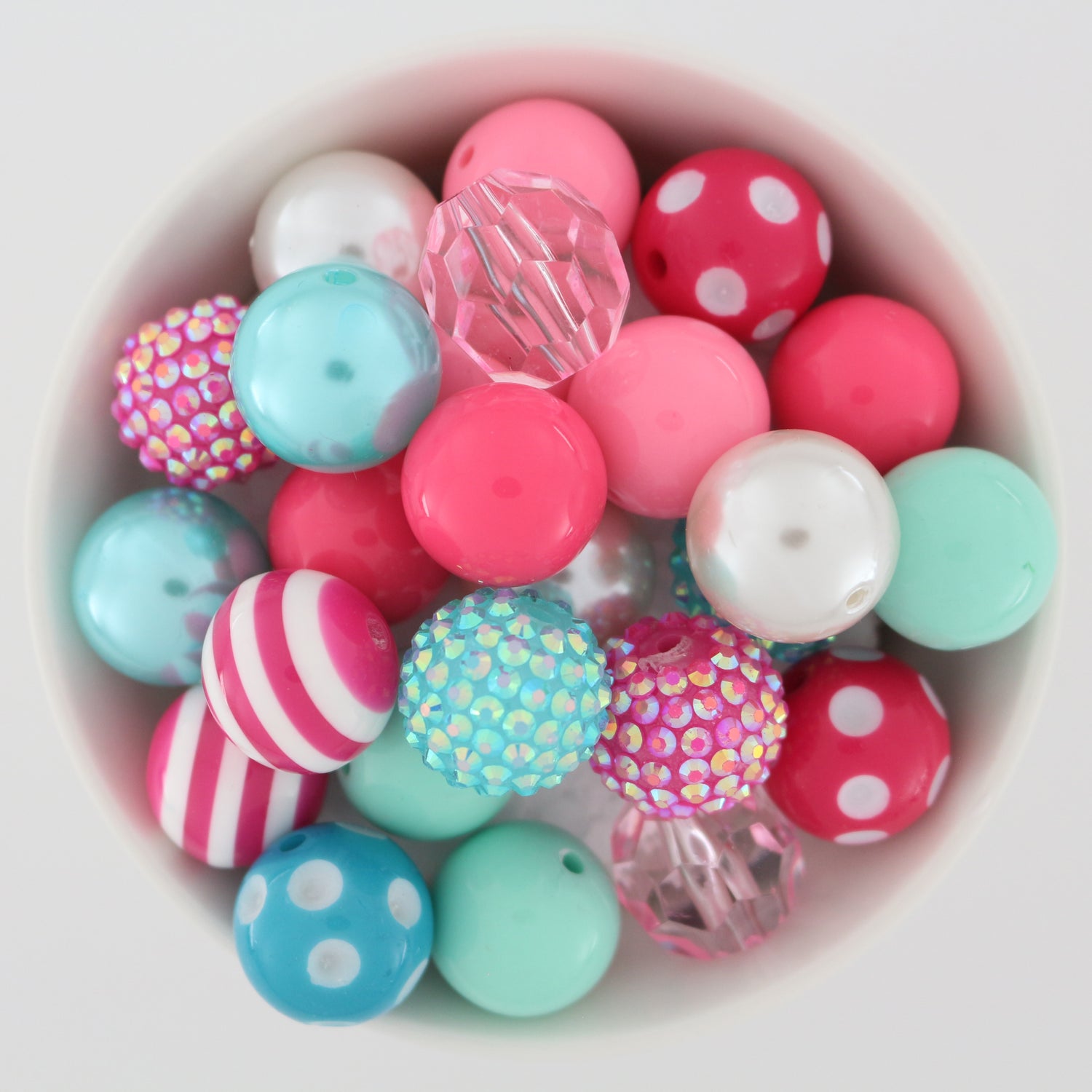 Bubblegum Beads 20mm Acrylic Pink & Blue