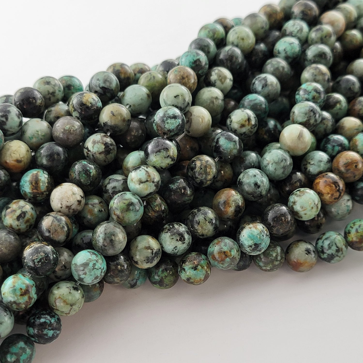 African Turquoise Natural Smooth Round Beads