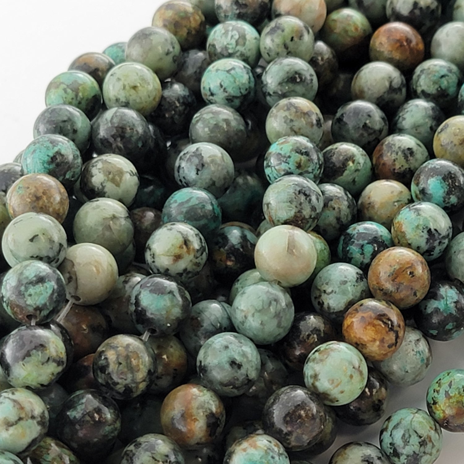 African Turquoise Natural Smooth Round Beads