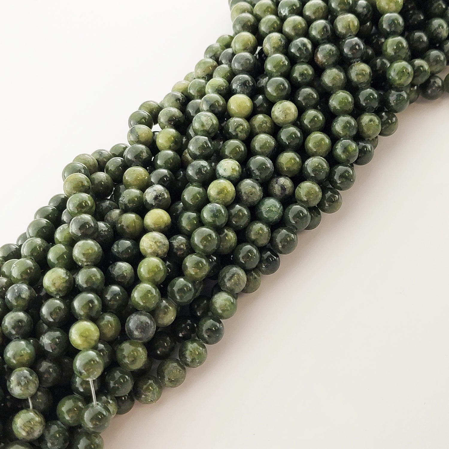 Chinese Jade Natural Smooth Round Beads