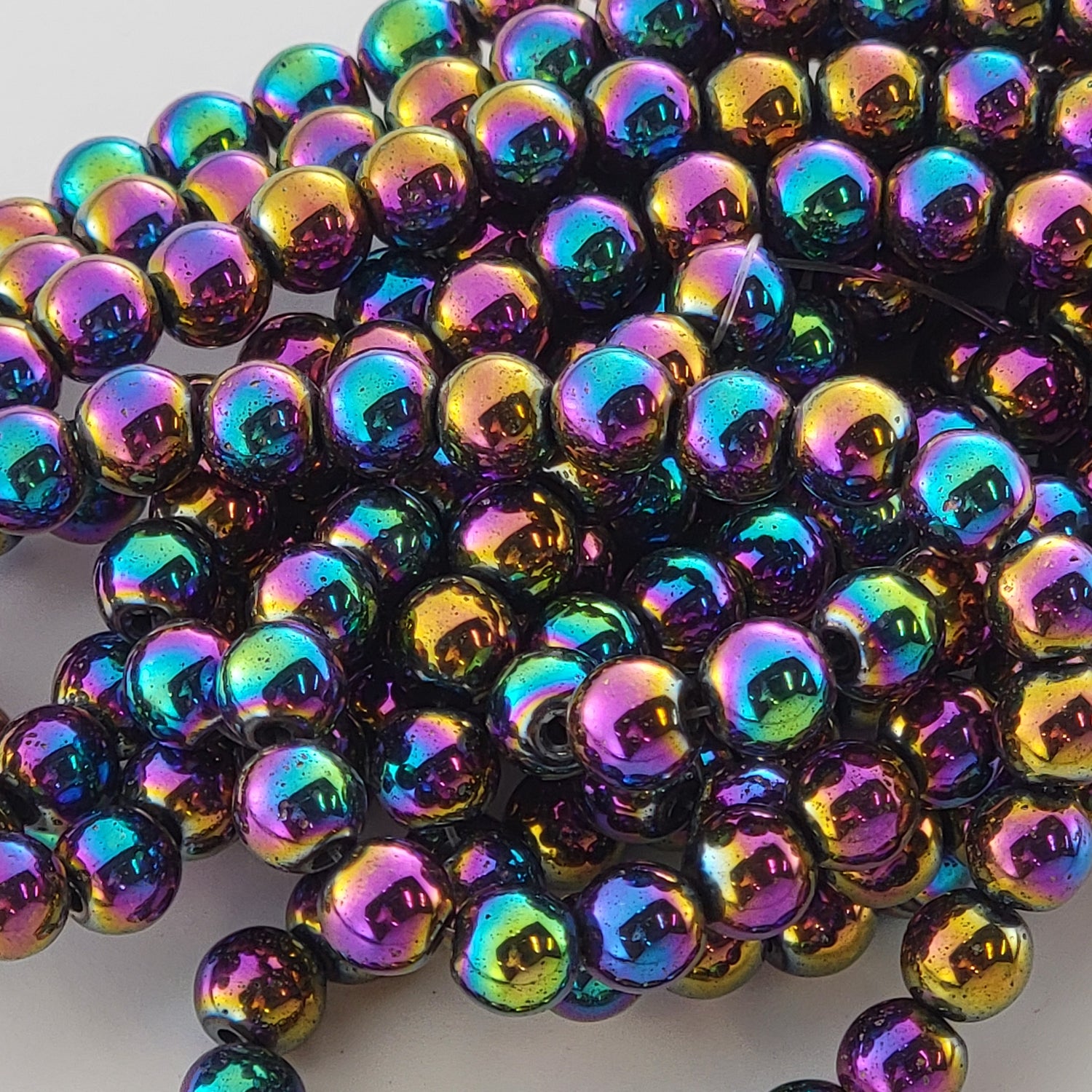 Colorful Hematite Natural Smooth Round Beads