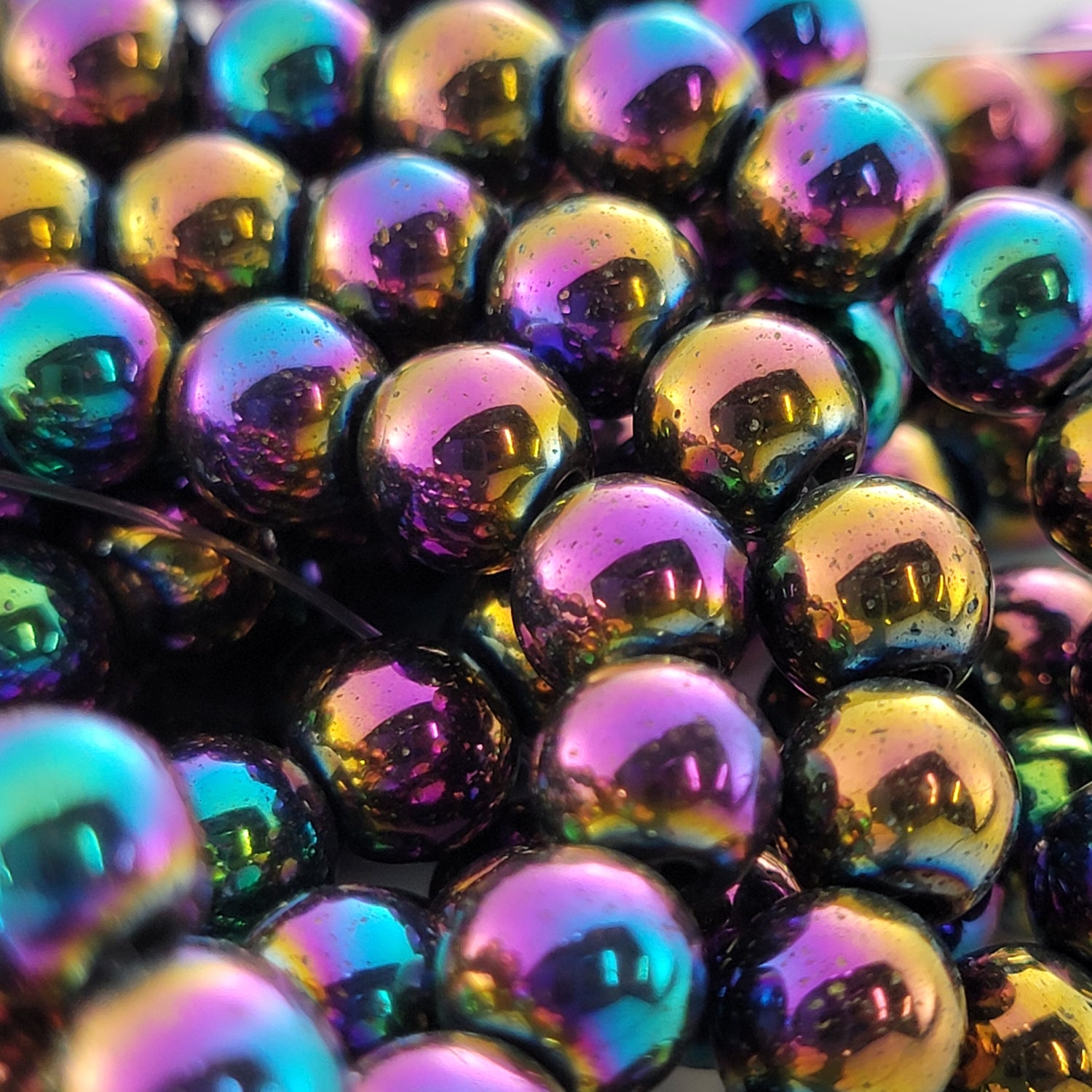 Colorful Hematite Natural Smooth Round Beads