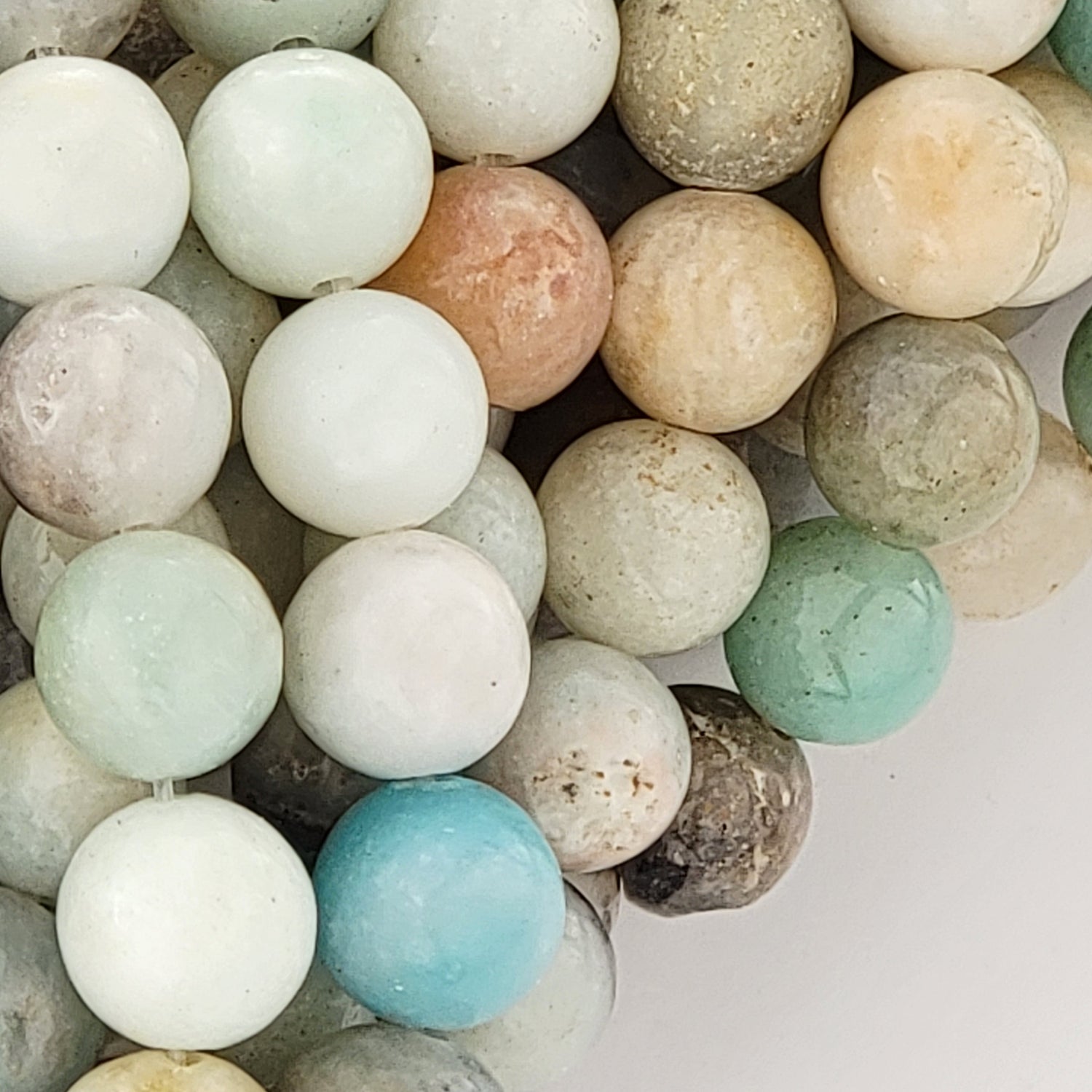 Amazonite Mix Natural Smooth Round Beads