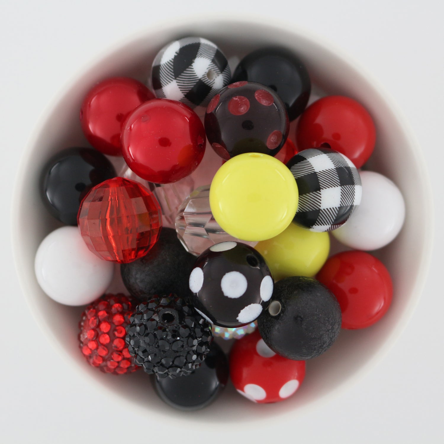 Bubblegum Beads 20mm Acrylic Disney Black, Red, White & Yellow