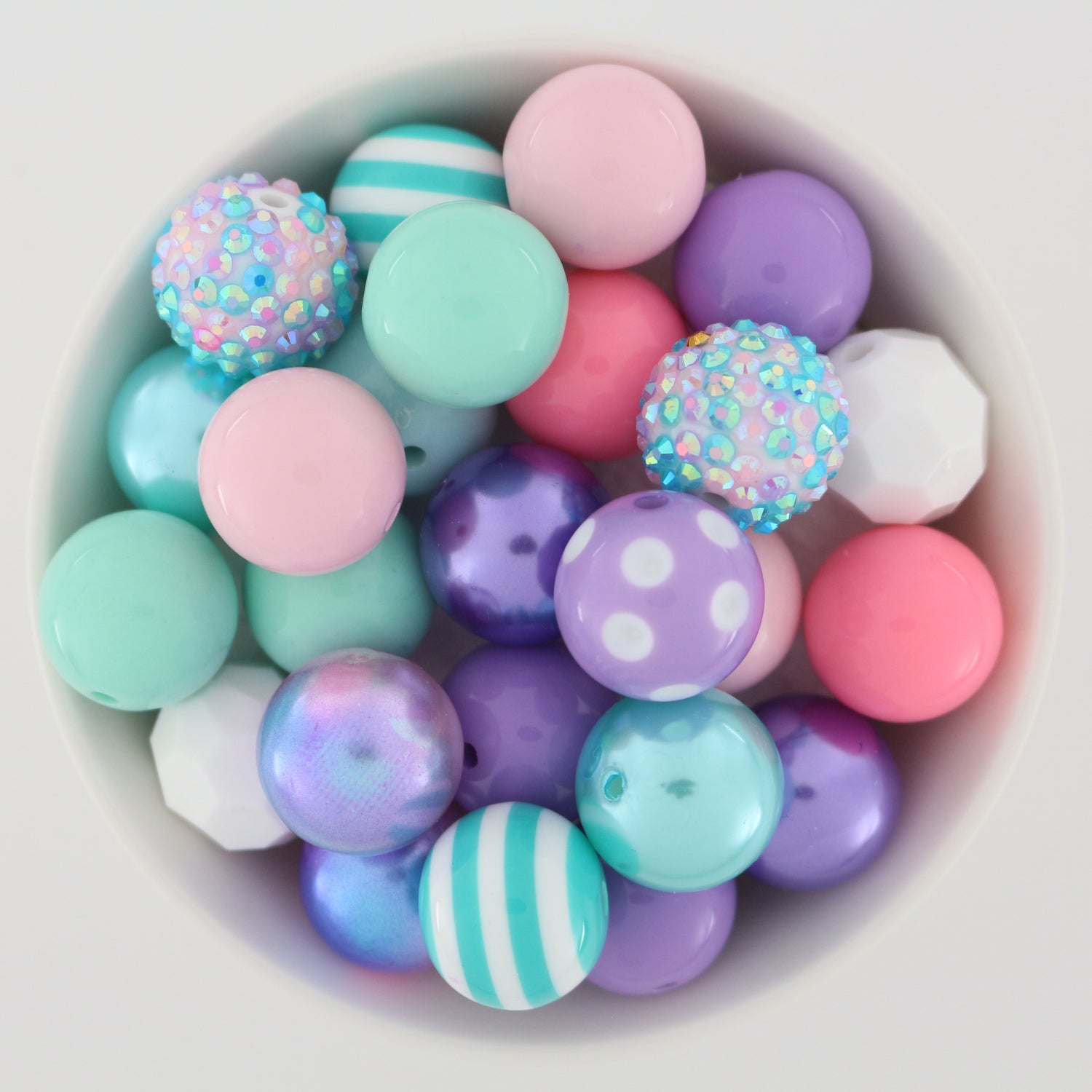 Bubblegum Beads 20mm Acrylic Pink, Teal, Blue, Lavender & Purple