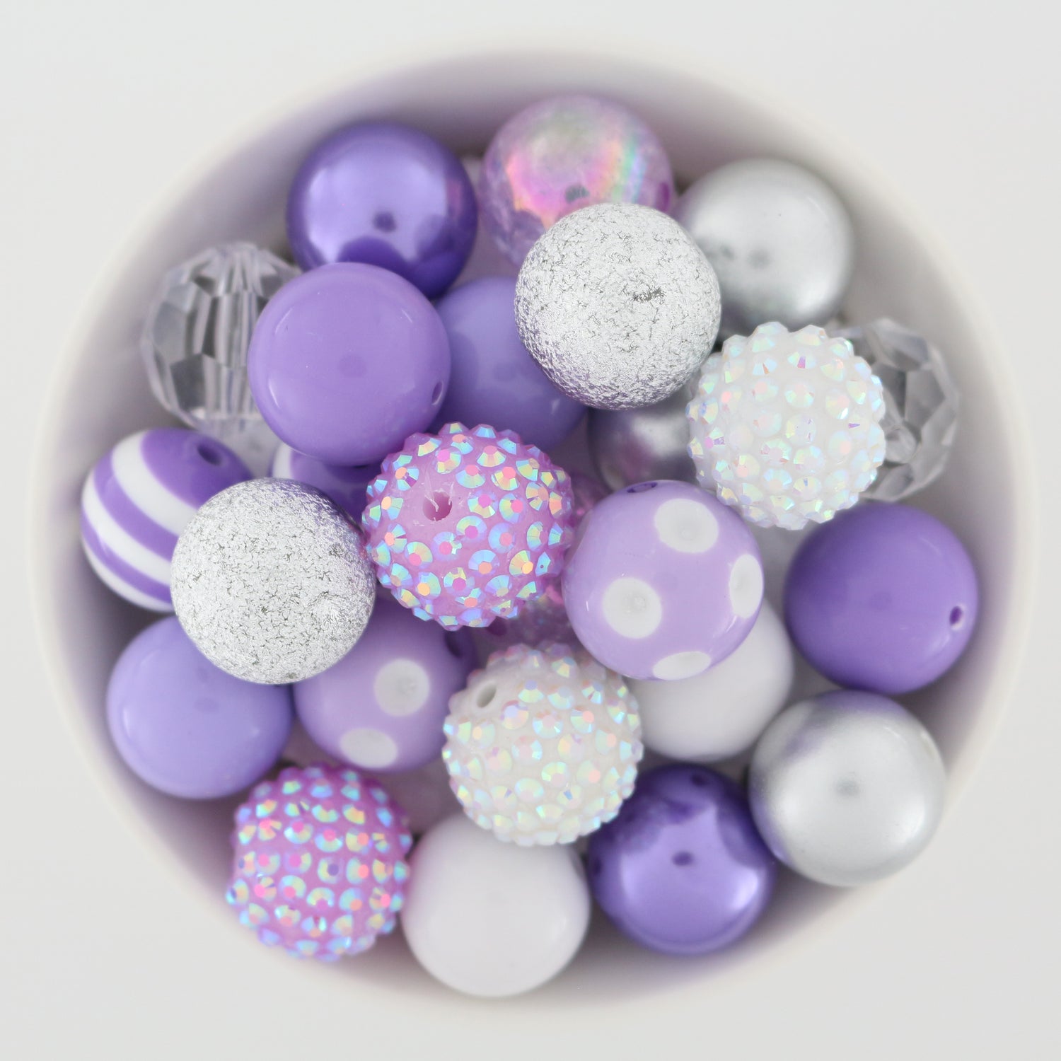 Bubblegum Beads 20mm Acrylic Purple & White