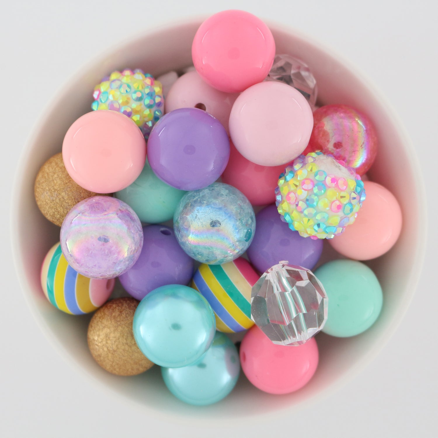 Bubblegum Beads 20mm Acrylic Clear, Lavender, Pink & Blue