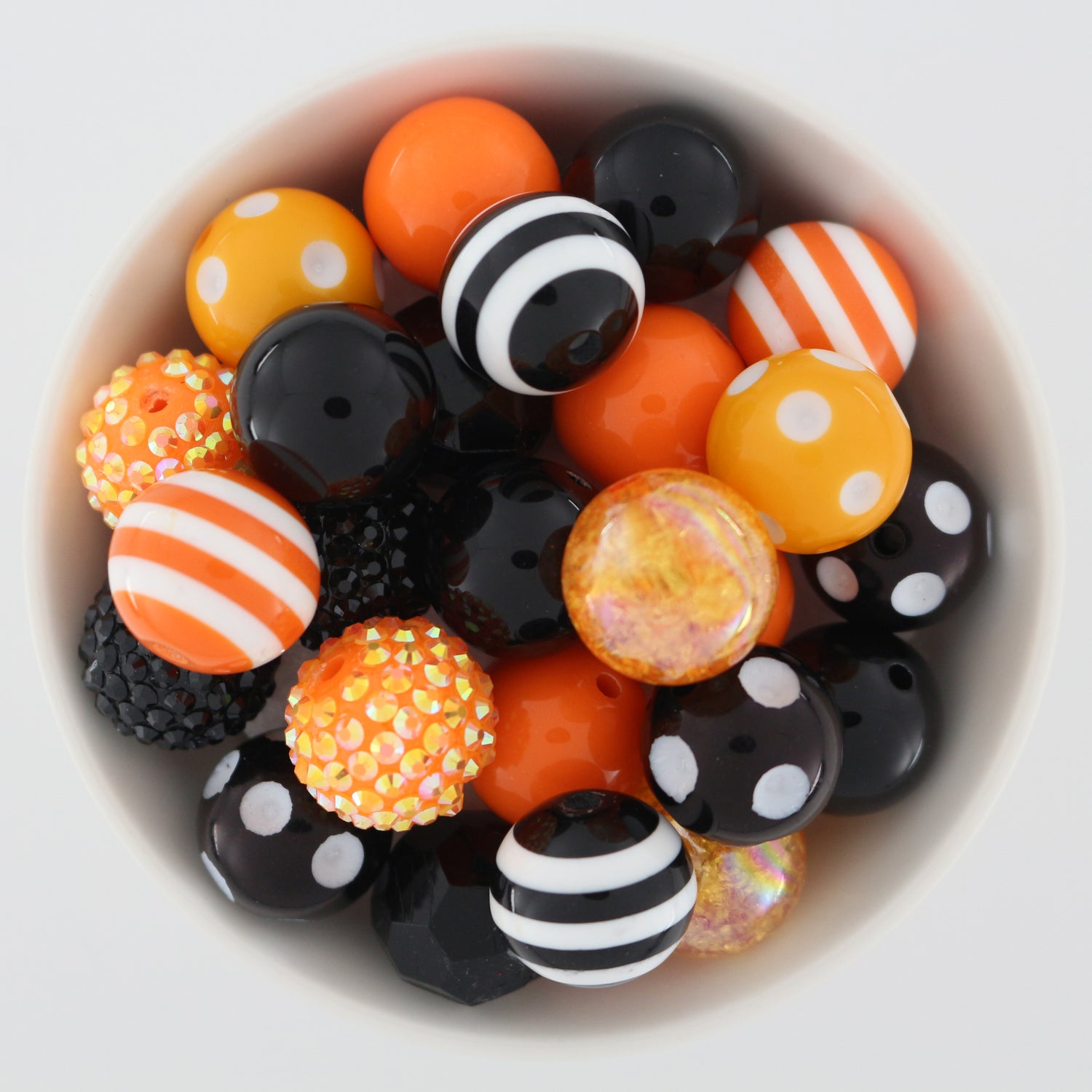 Bubblegum Beads 20mm Acrylic Orange & Black