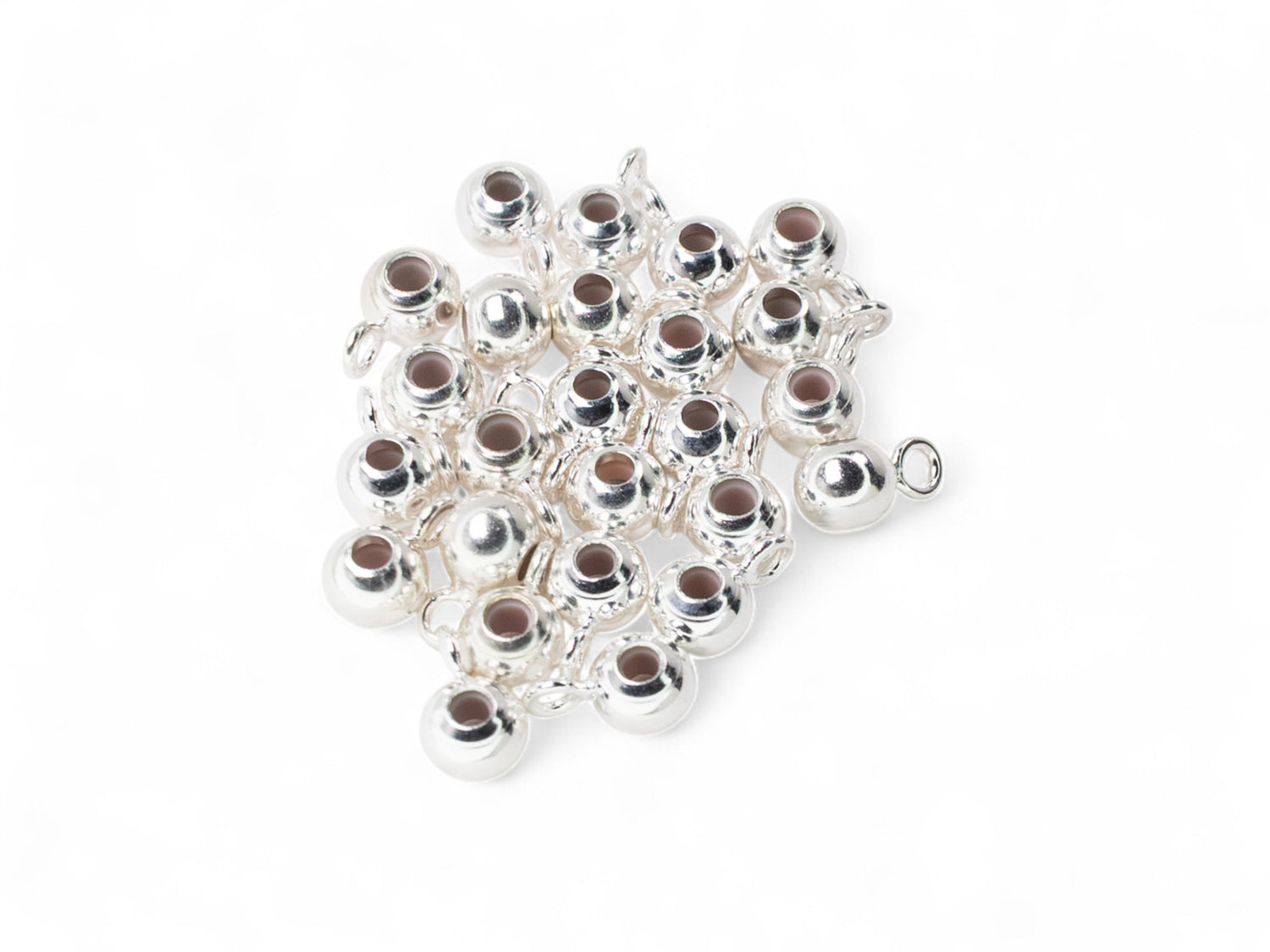 Bail Beads with Ring - Silver Plated - 5mm - 25 Pcs