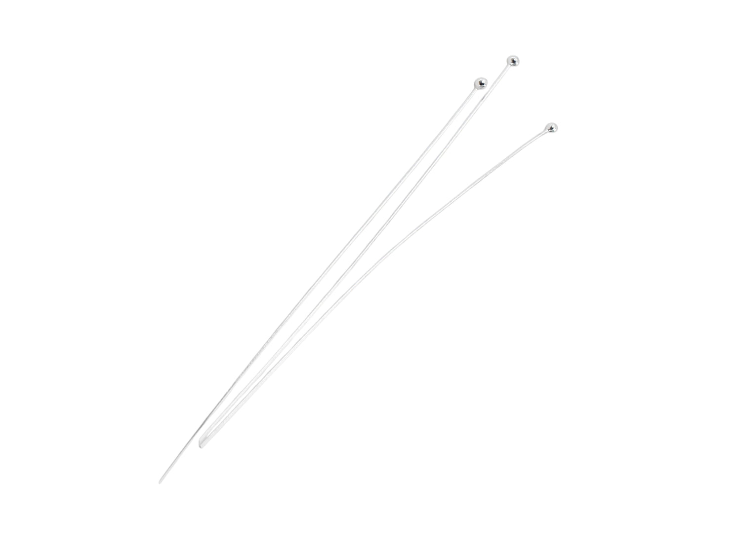 Ball Head Pin, 925 Sterling Silver - 26ga 2-inch - 10 Pcs