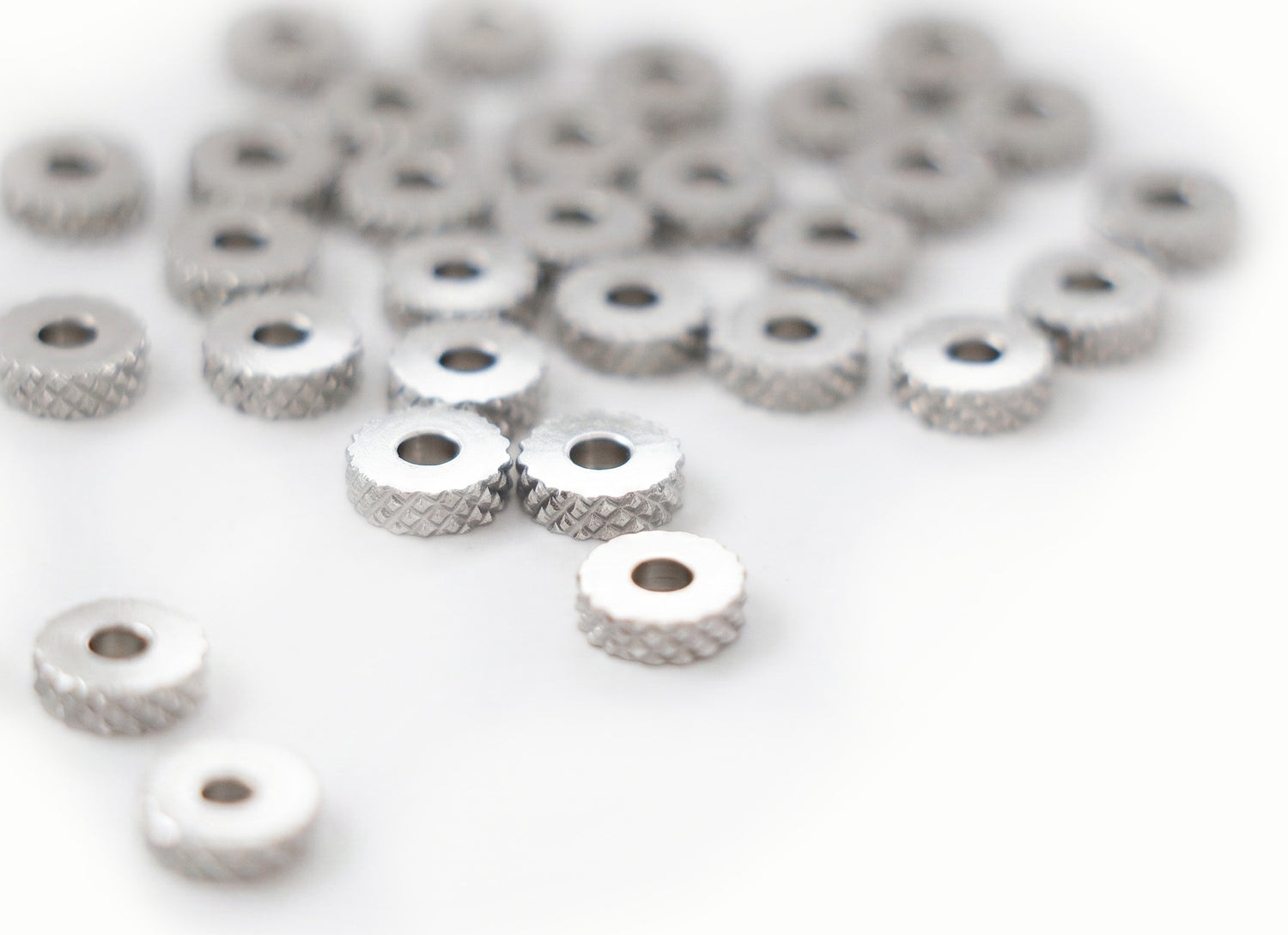 Crosshatch Washer Spacer Beads - Stainless Steel