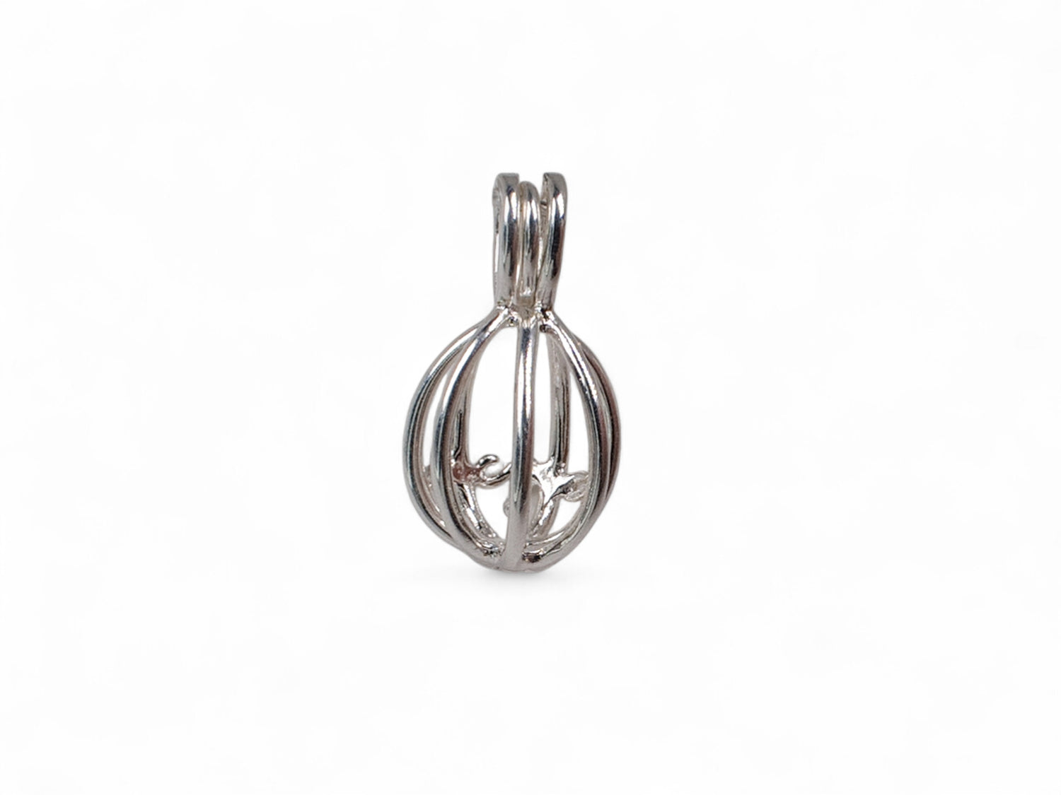 Bead Cage 10x20mm Silver Plate