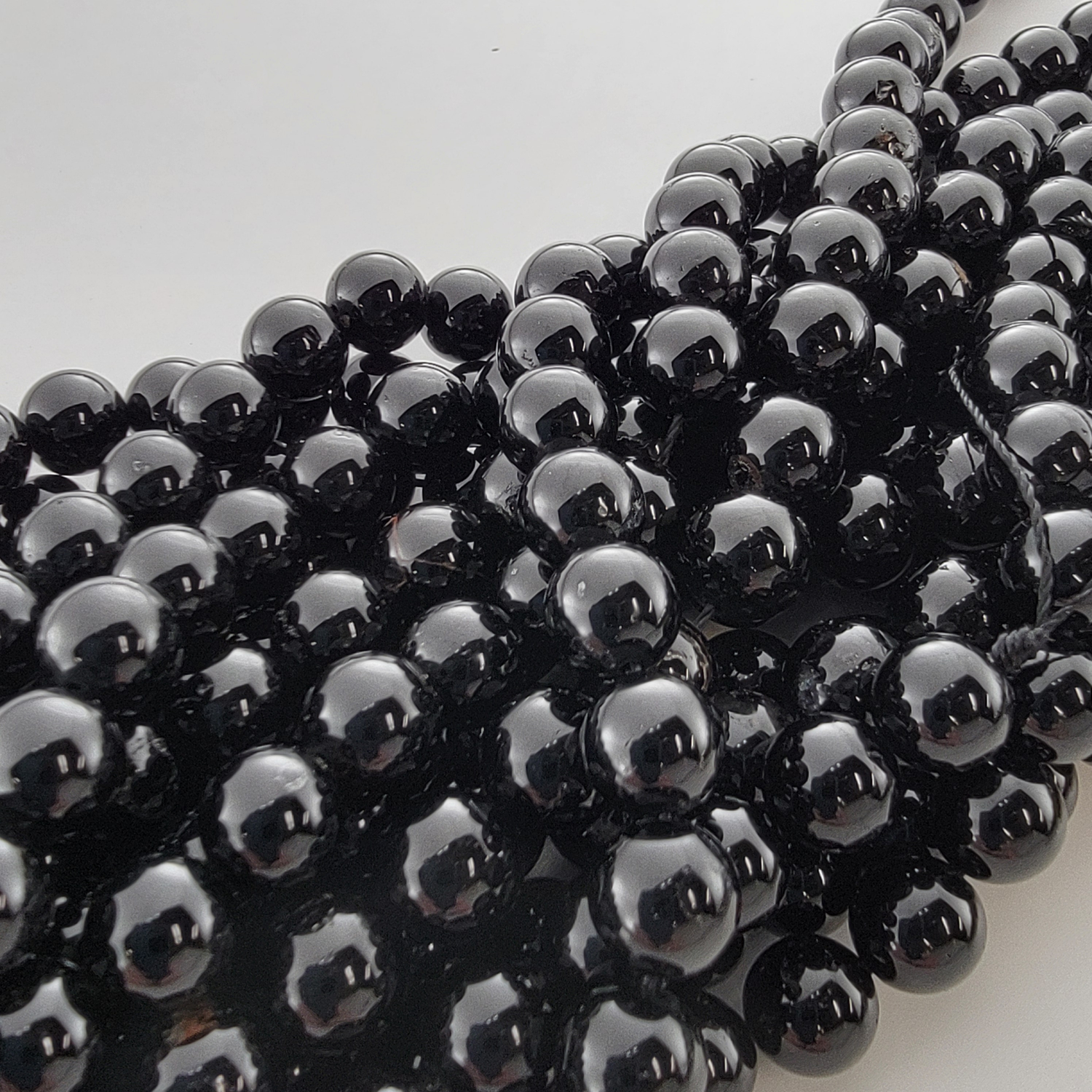 Black Tourmaline Natural Smooth Round Beads