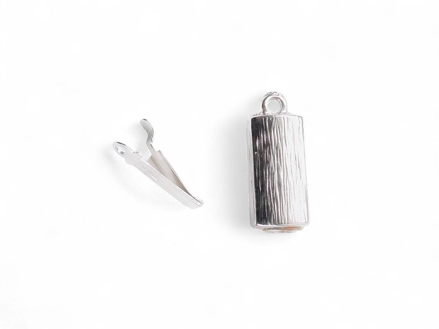 Box Tab Push-Pull Modern Rectangle Clasp - Silver Plated