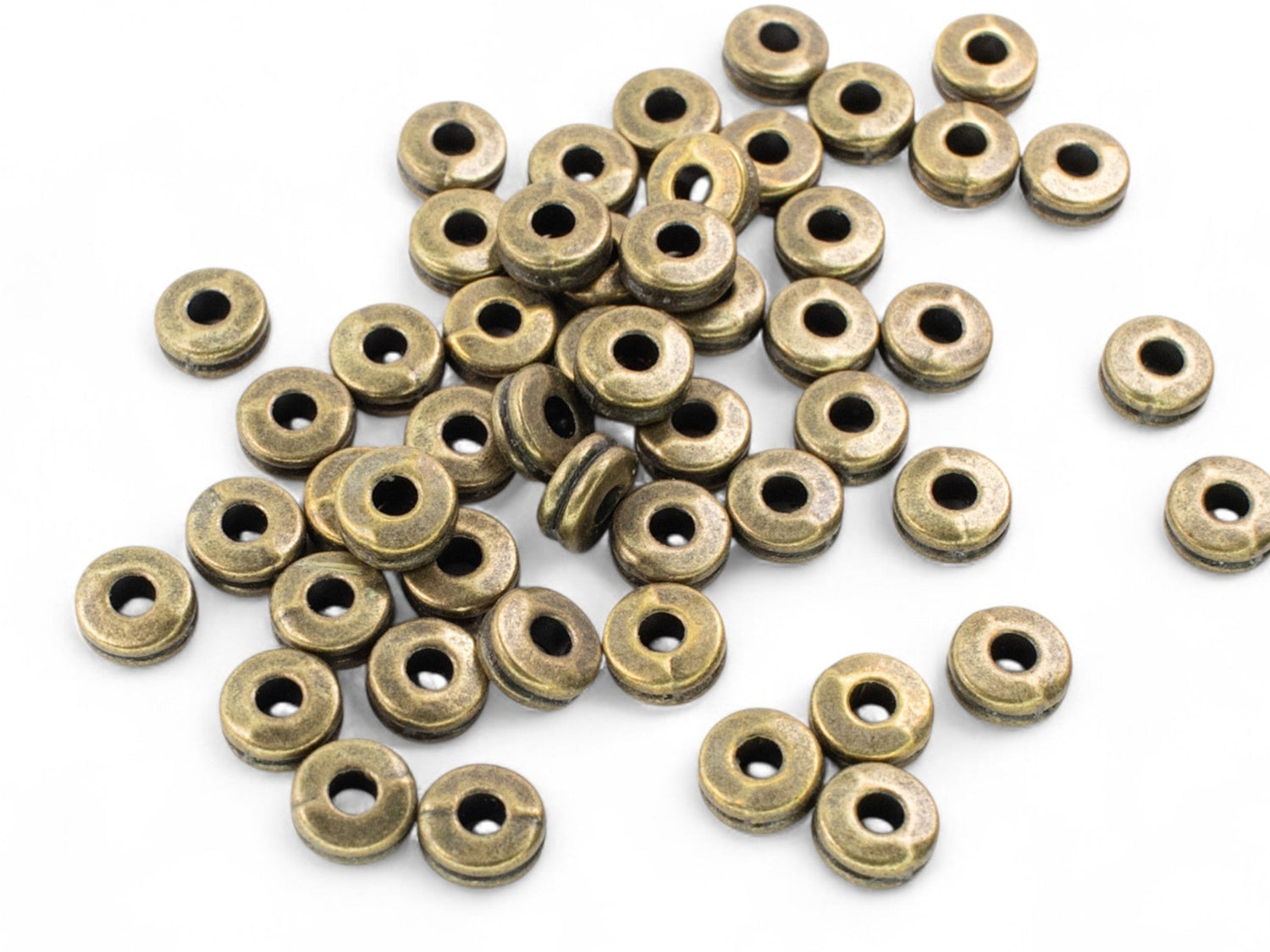 Double Layer Rondelle Spacer Beads - Bronze - 50 Pcs
