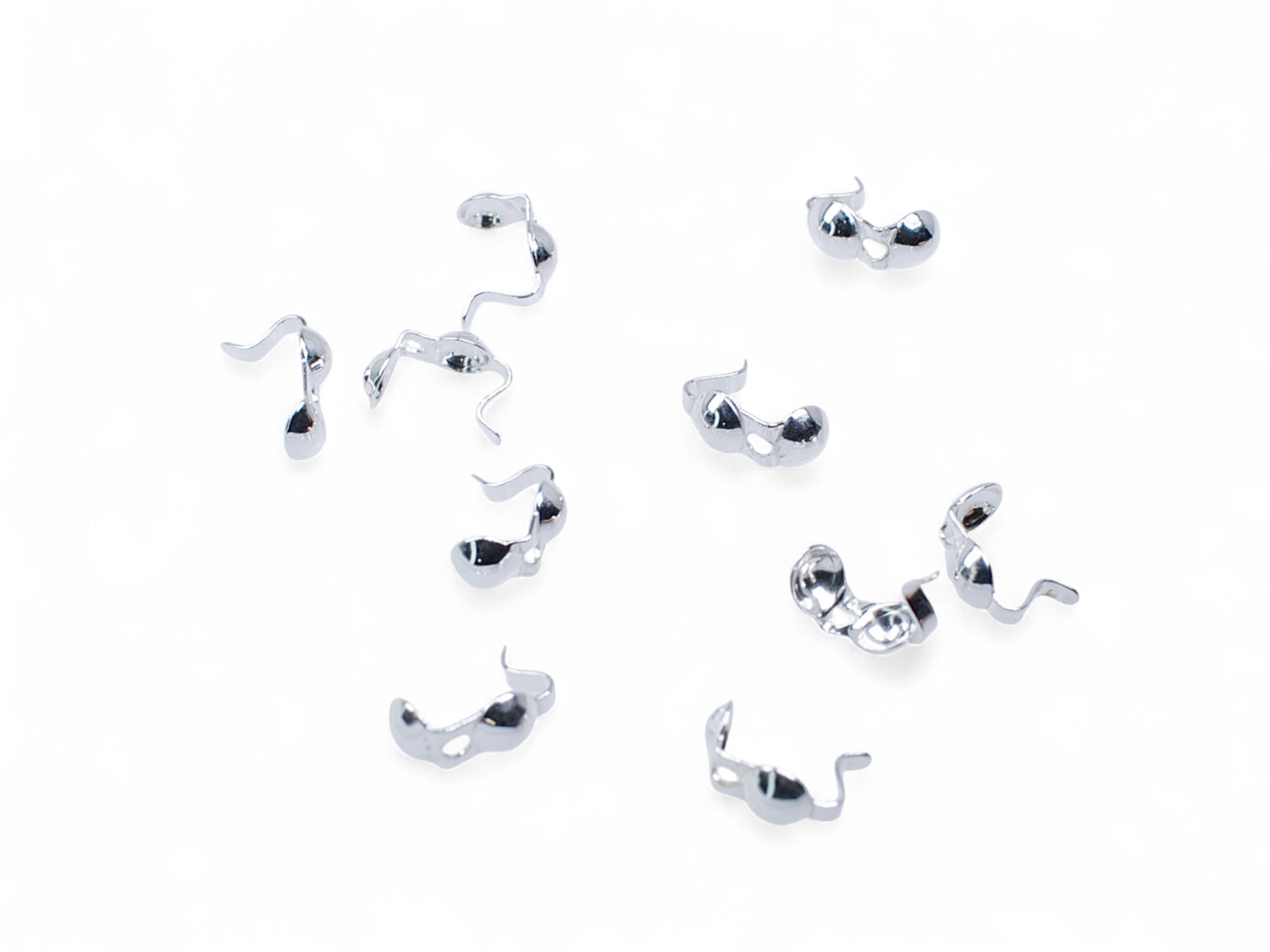 Clamshell Bead Tips with Hook - 925 Sterling Silver - 10 Pcs