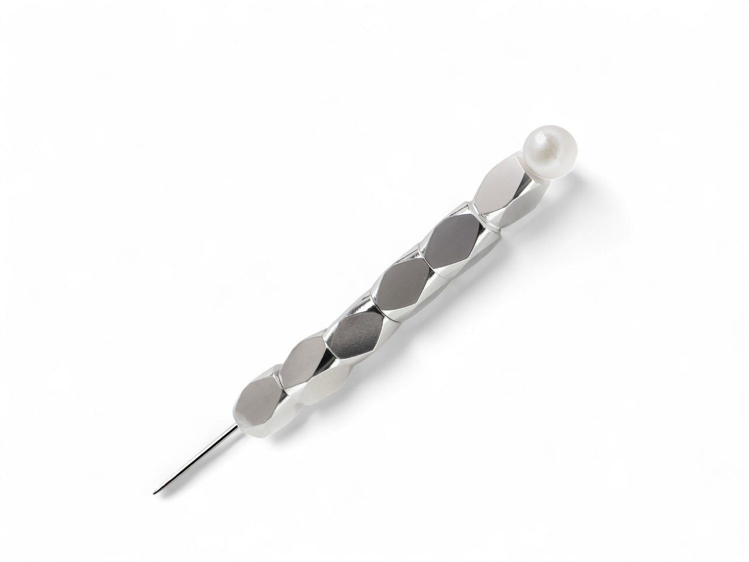 Diamond Pattern Barrel Beads - Stainless Steel