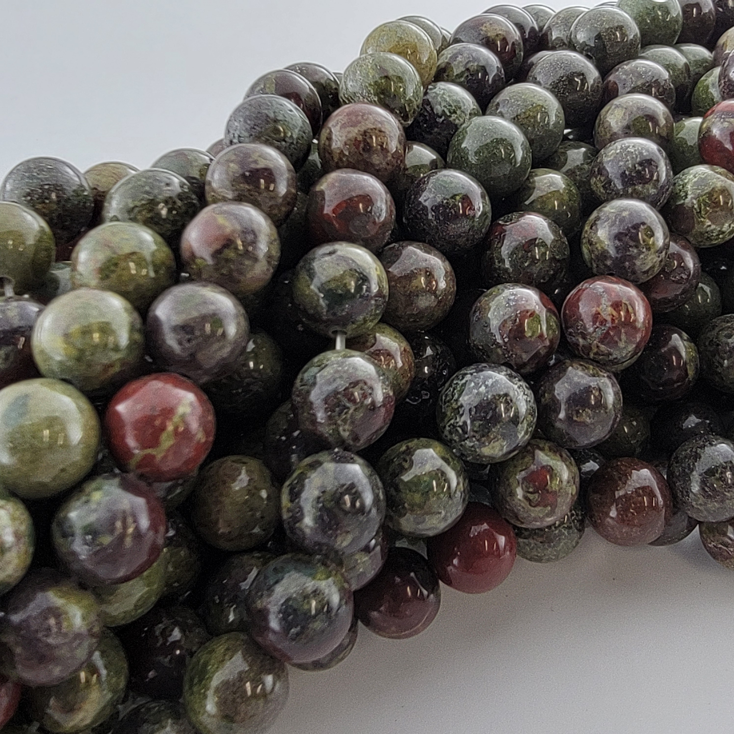 Dragon Blood Jasper Bloodstone Natural Smooth Round Beads (Dragon Stone)