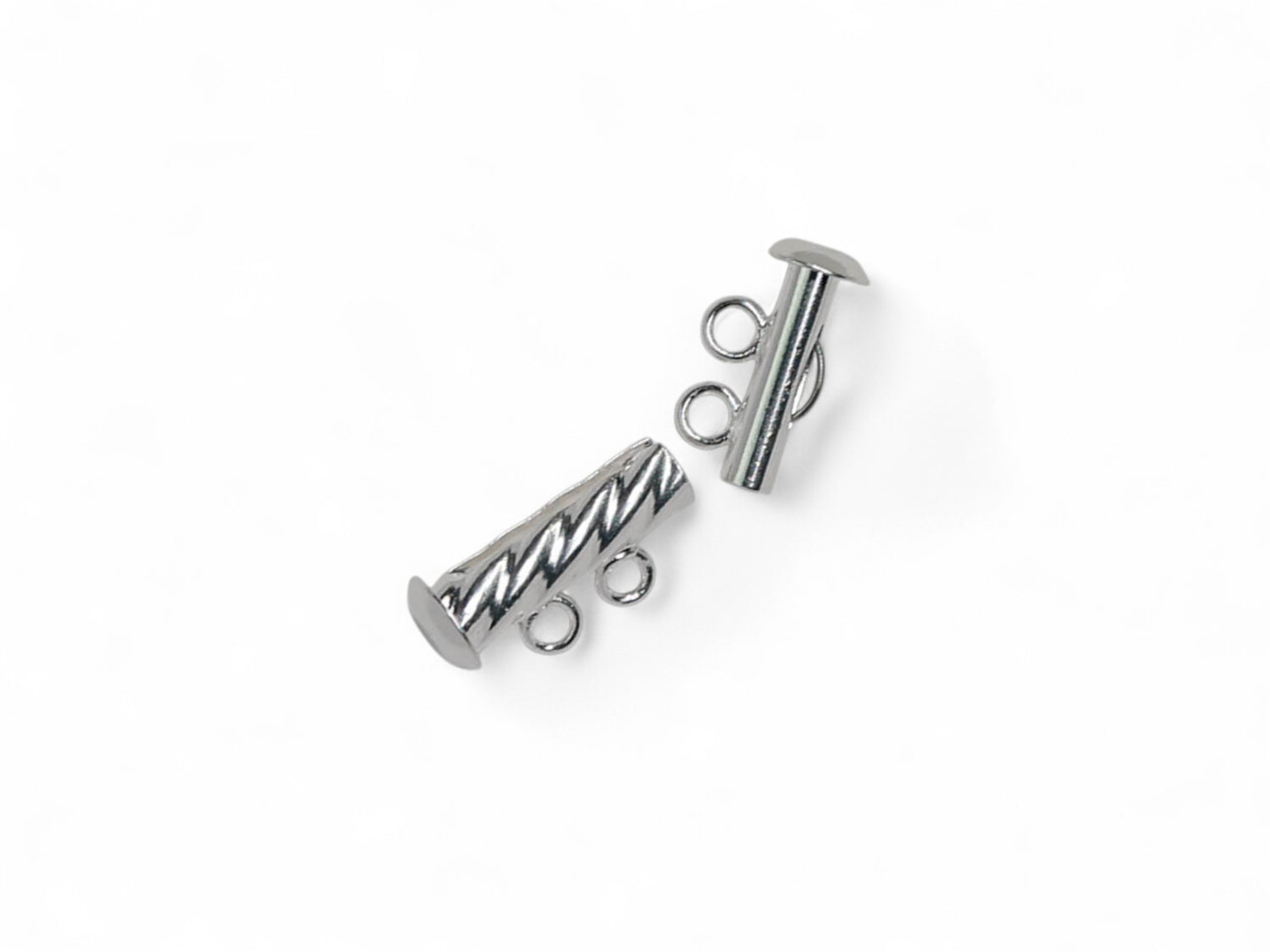 Fluted Multi-Strand Slide Lock Clasp, Silver Plated - 5 Pcs