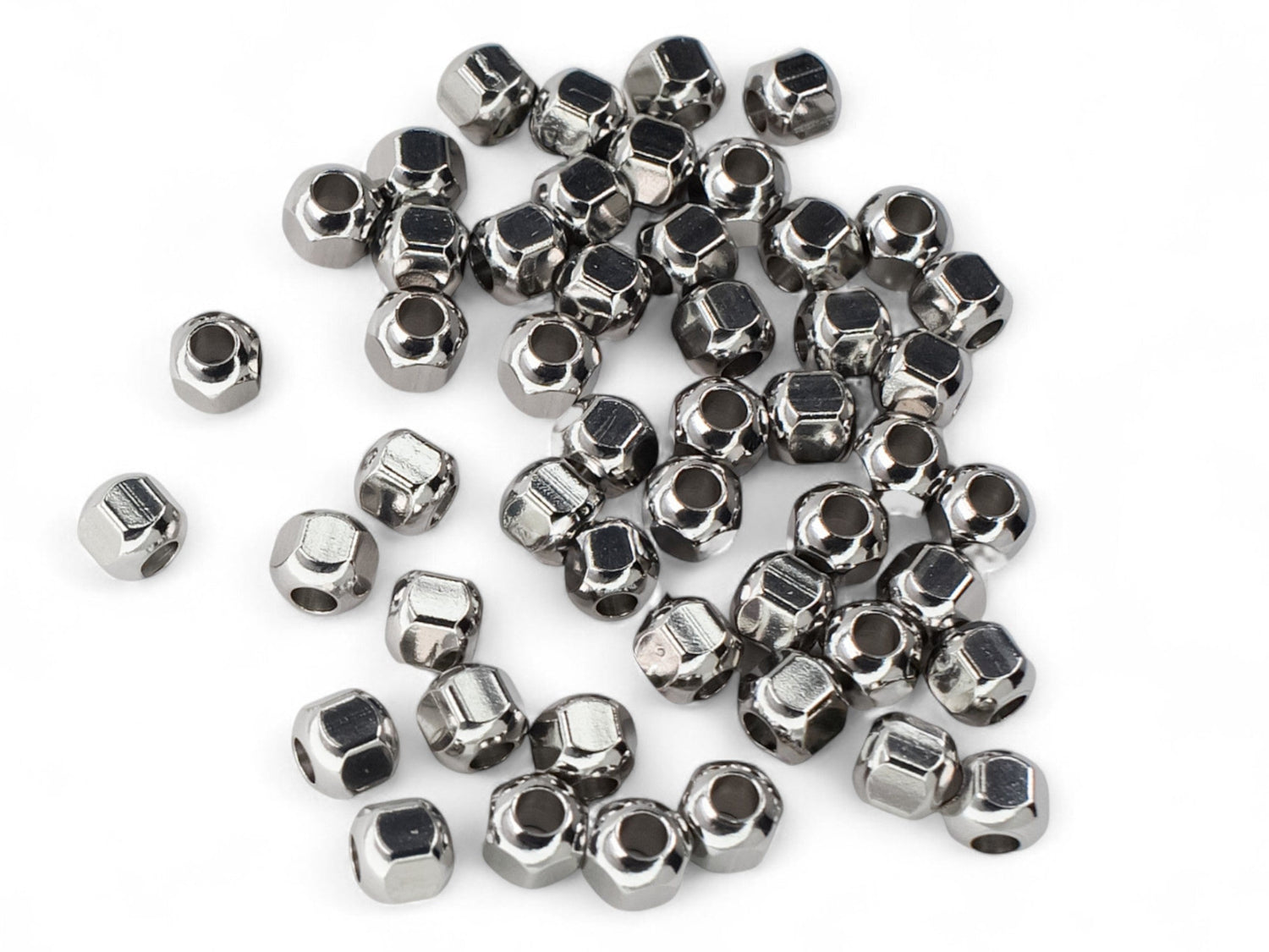 Hexagon Barrel Spacer Beads - Stainless Steel