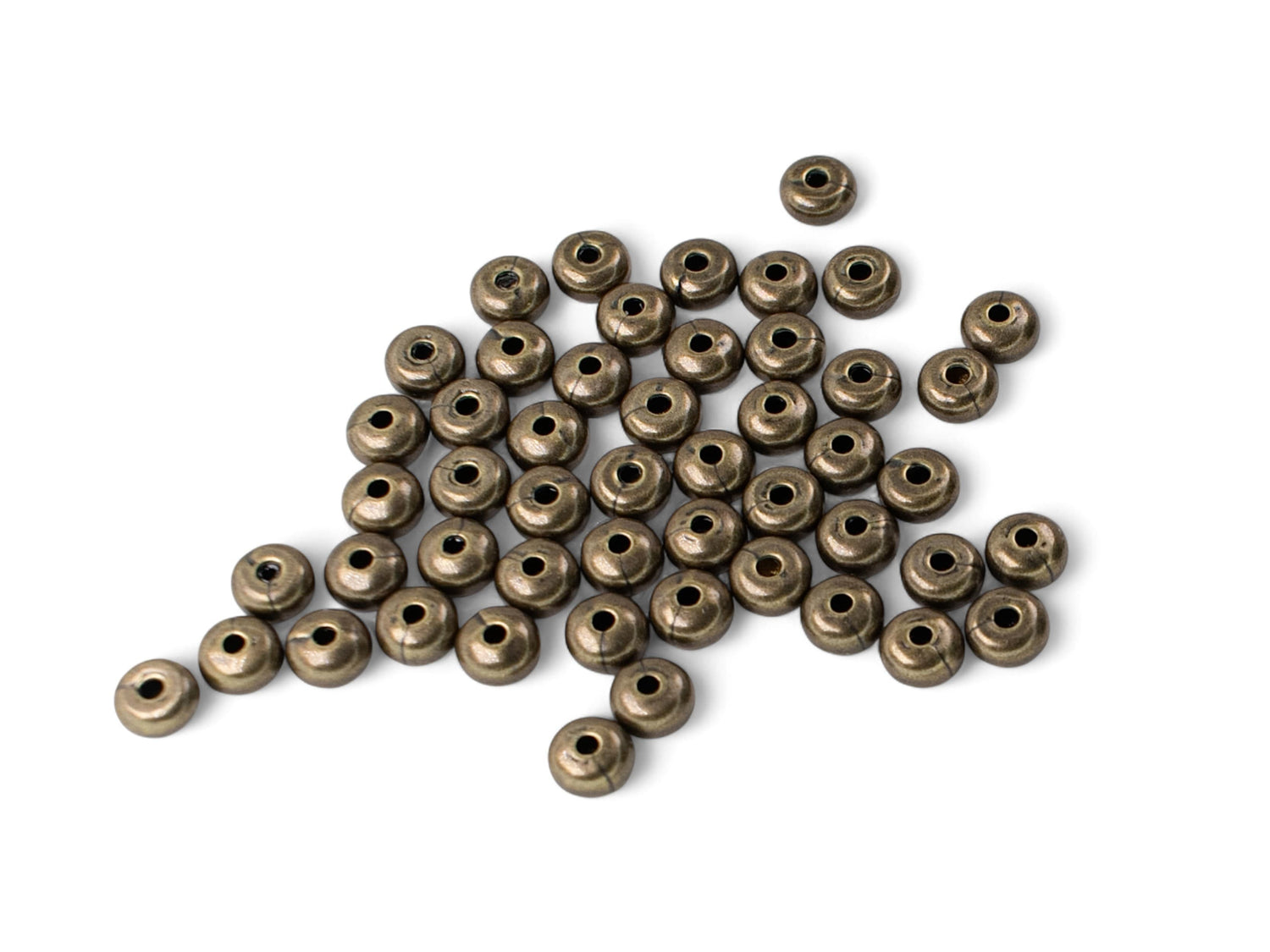 Oval Smooth Rondelle Beads - Antique Brass Plated - 50 Pcs