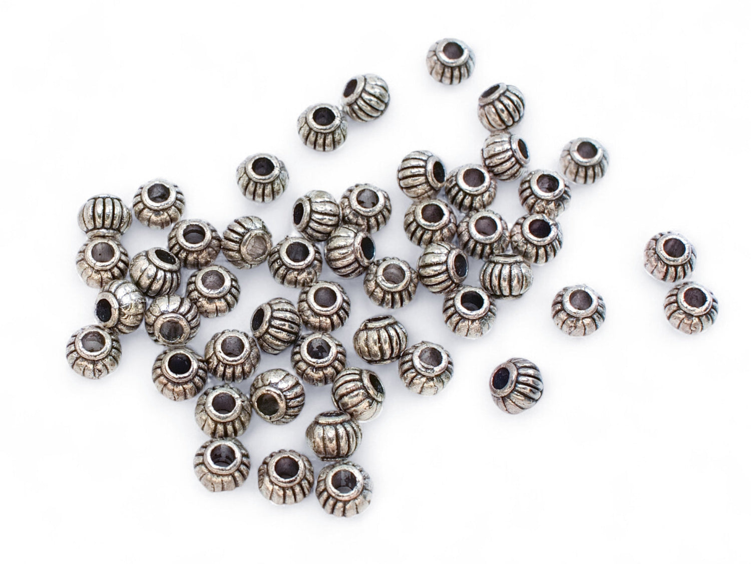 Pumpkin Spacer Beads - Silver Plated