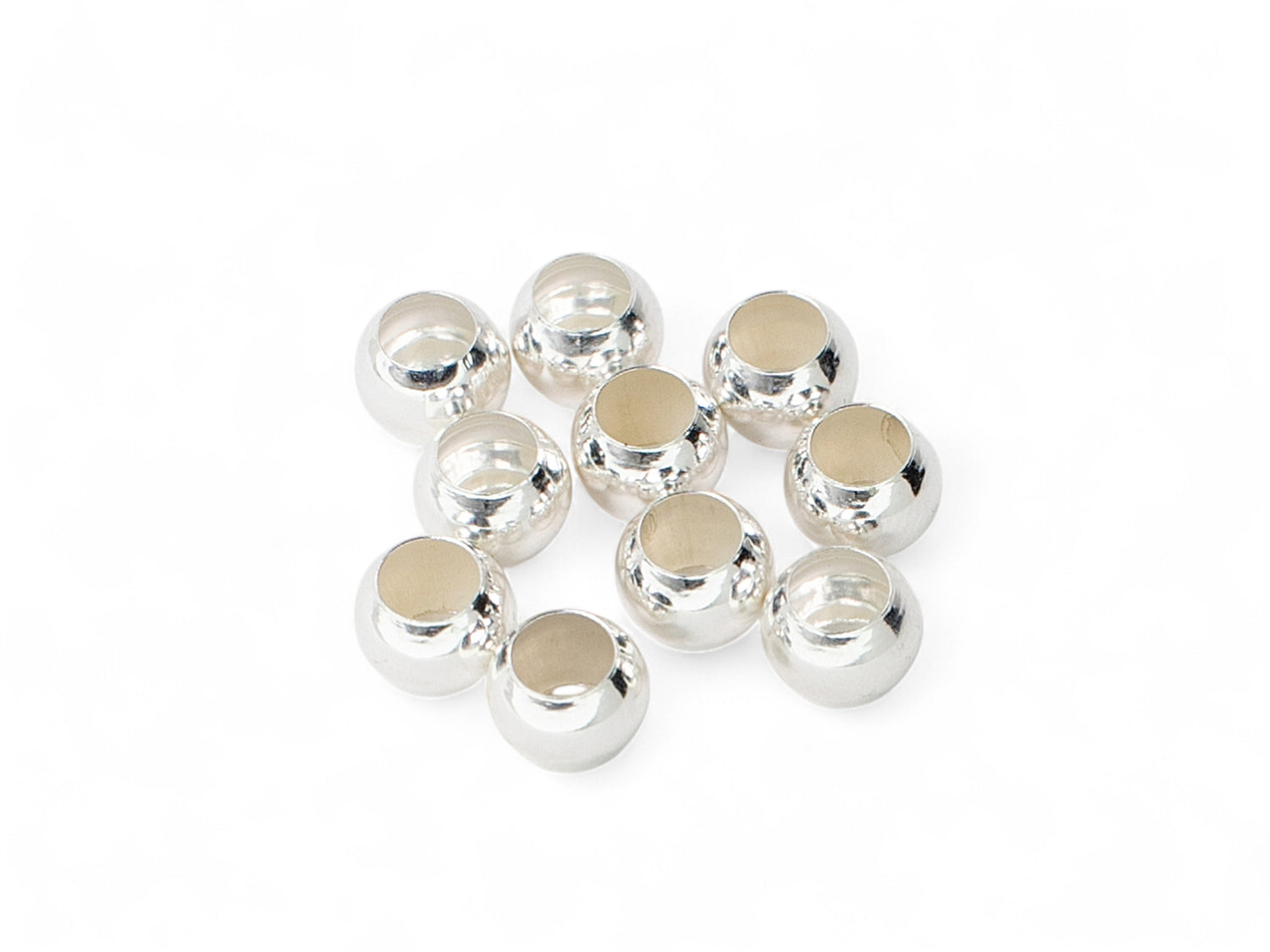 Seamless Sterling Silver Beads - Large Hole - 25 Pcs