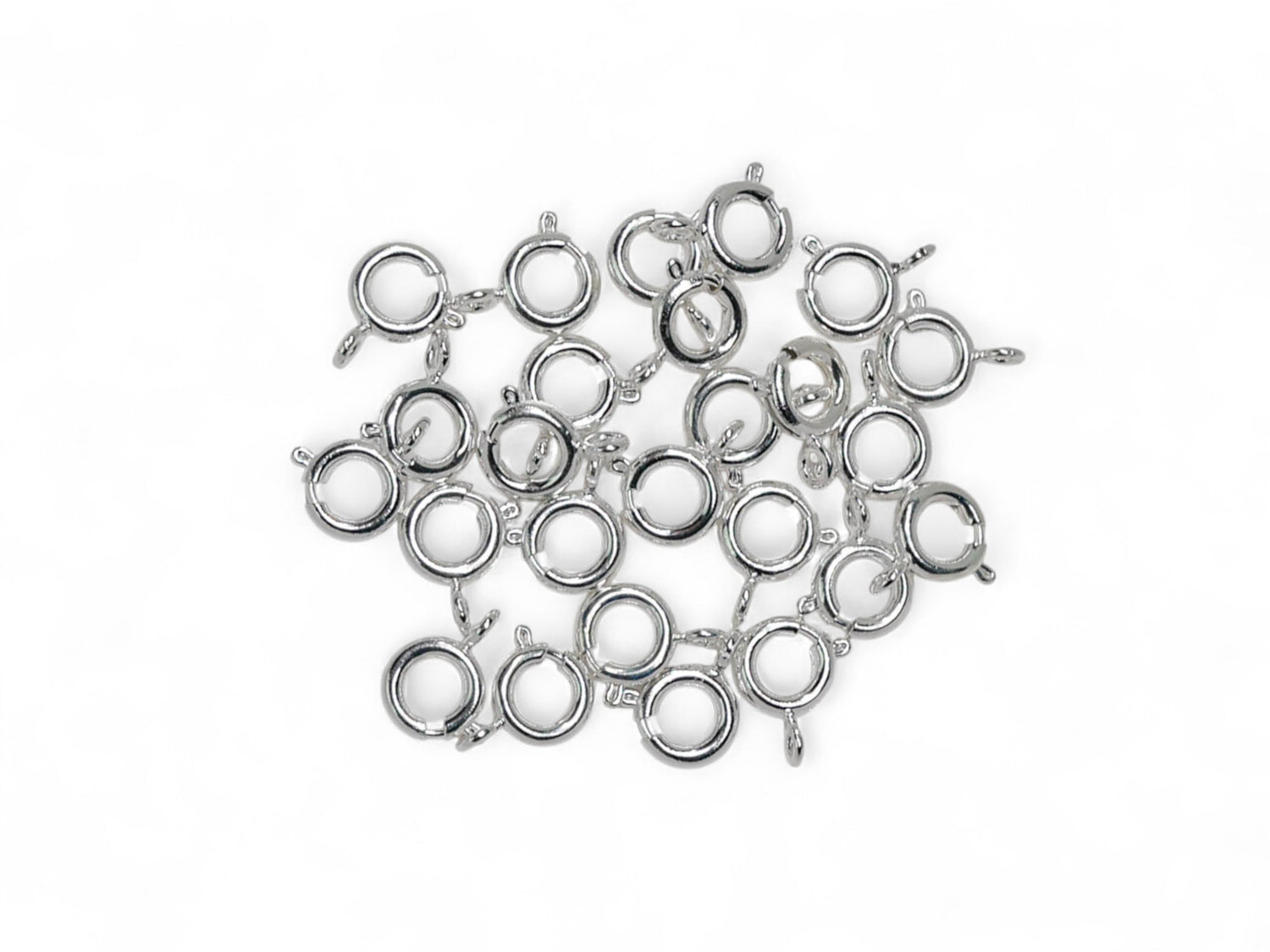 Spring Ring Clasp, Silver Plated 7mm with Closed Ring - 25 Pcs