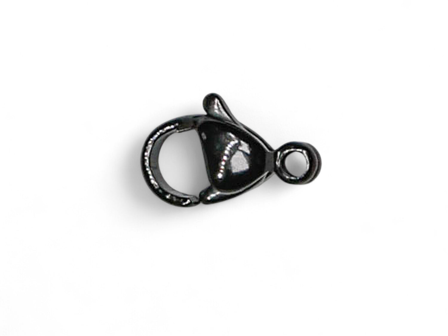 Lobster Clasps with Permanent Loop - Black Enamel Stainless Steel