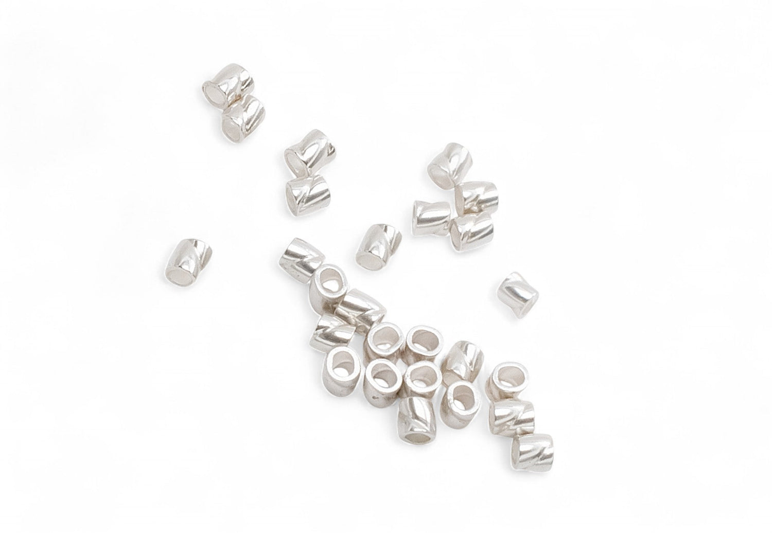 Twisted Crimp Tube 925 Sterling Silver 2x2mm - 25 Pcs