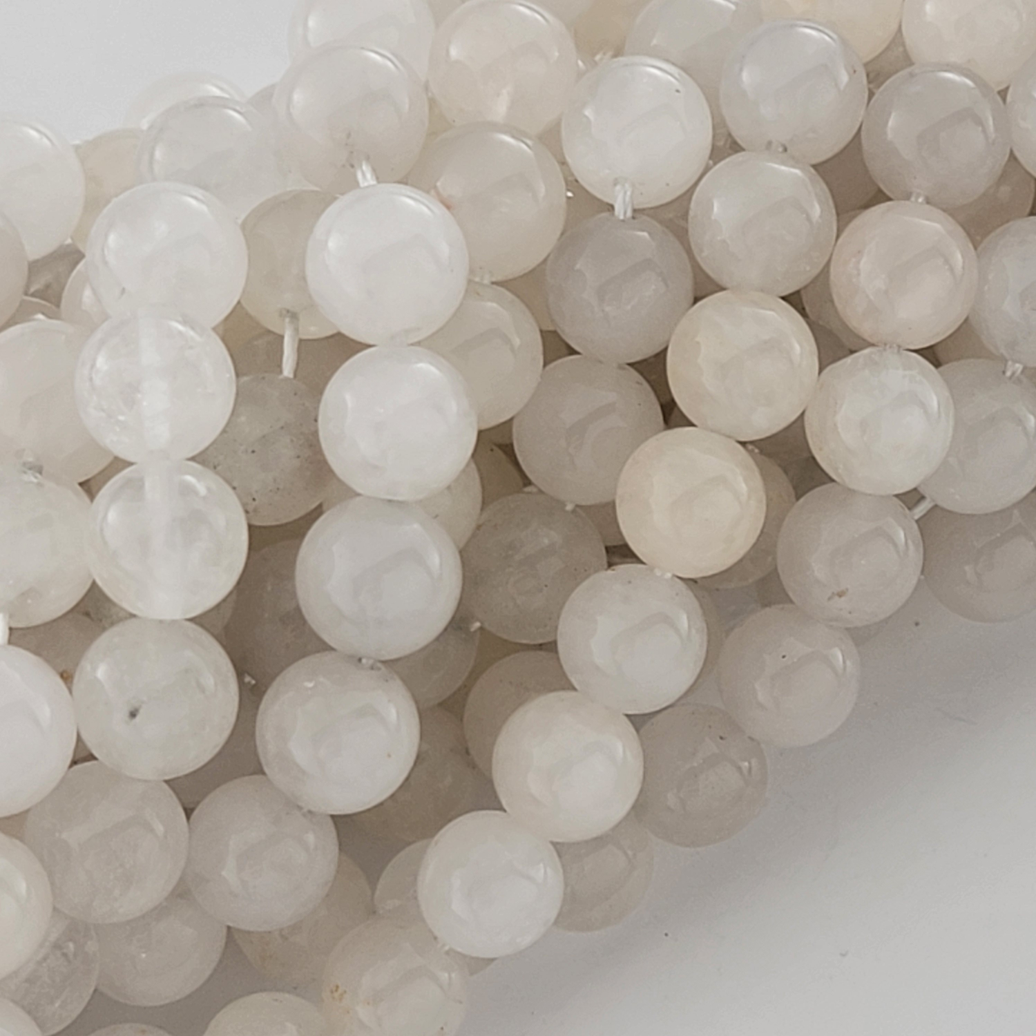White Crystal Quartz Natural Smooth Round Beads