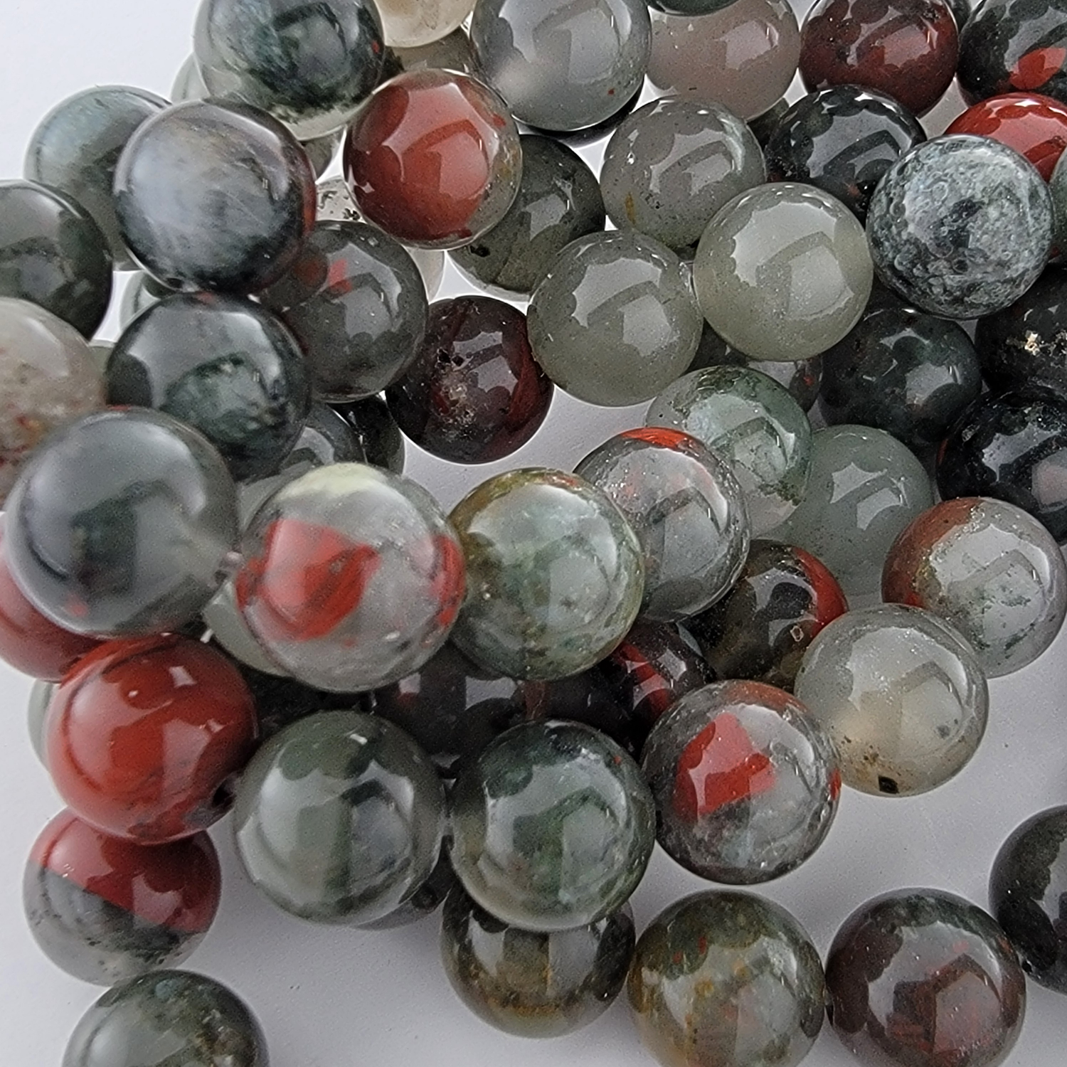 African Bloodstone Setonite Natural Smooth Round Beads