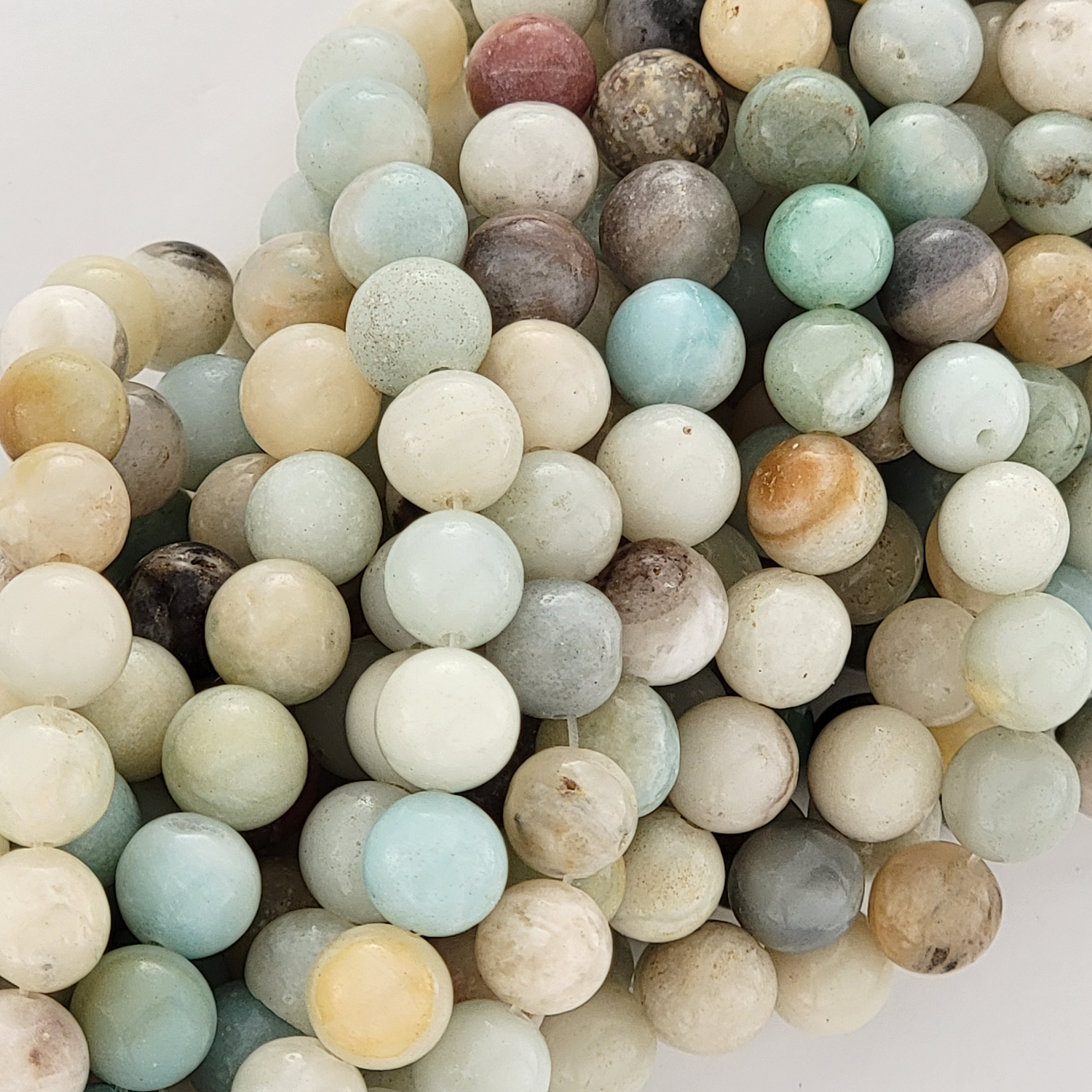 Amazonite Mix Natural Smooth Round Beads