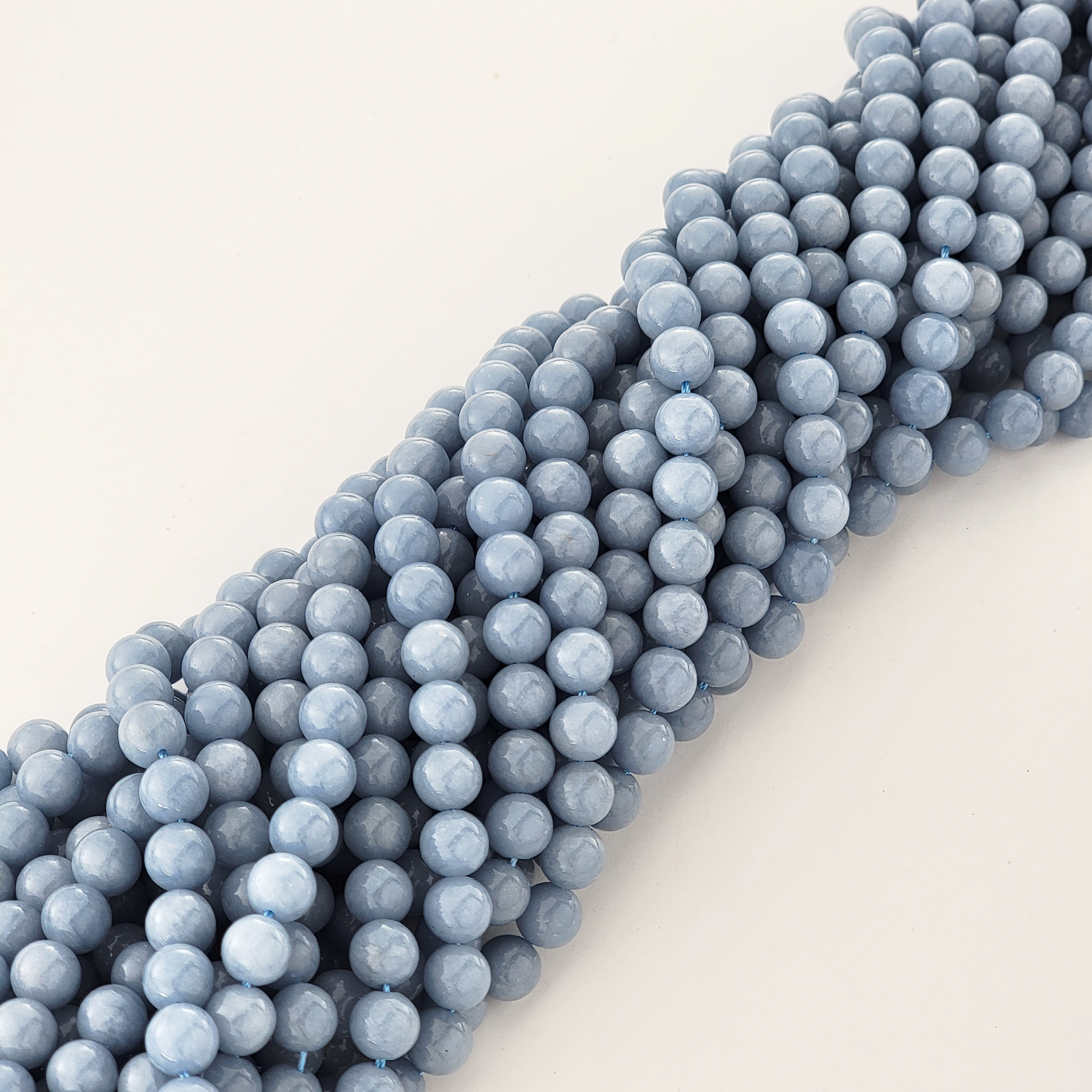 Angelite Natural Smooth Round Beads (Anhydrite)