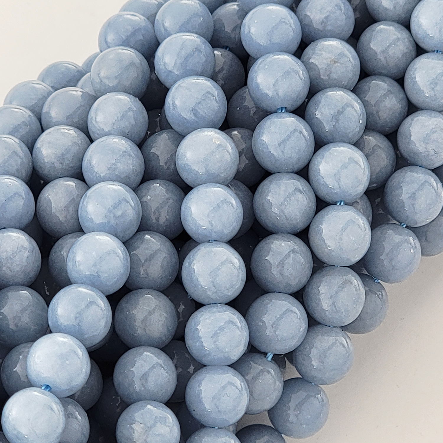 Angelite Natural Smooth Round Beads (Anhydrite)