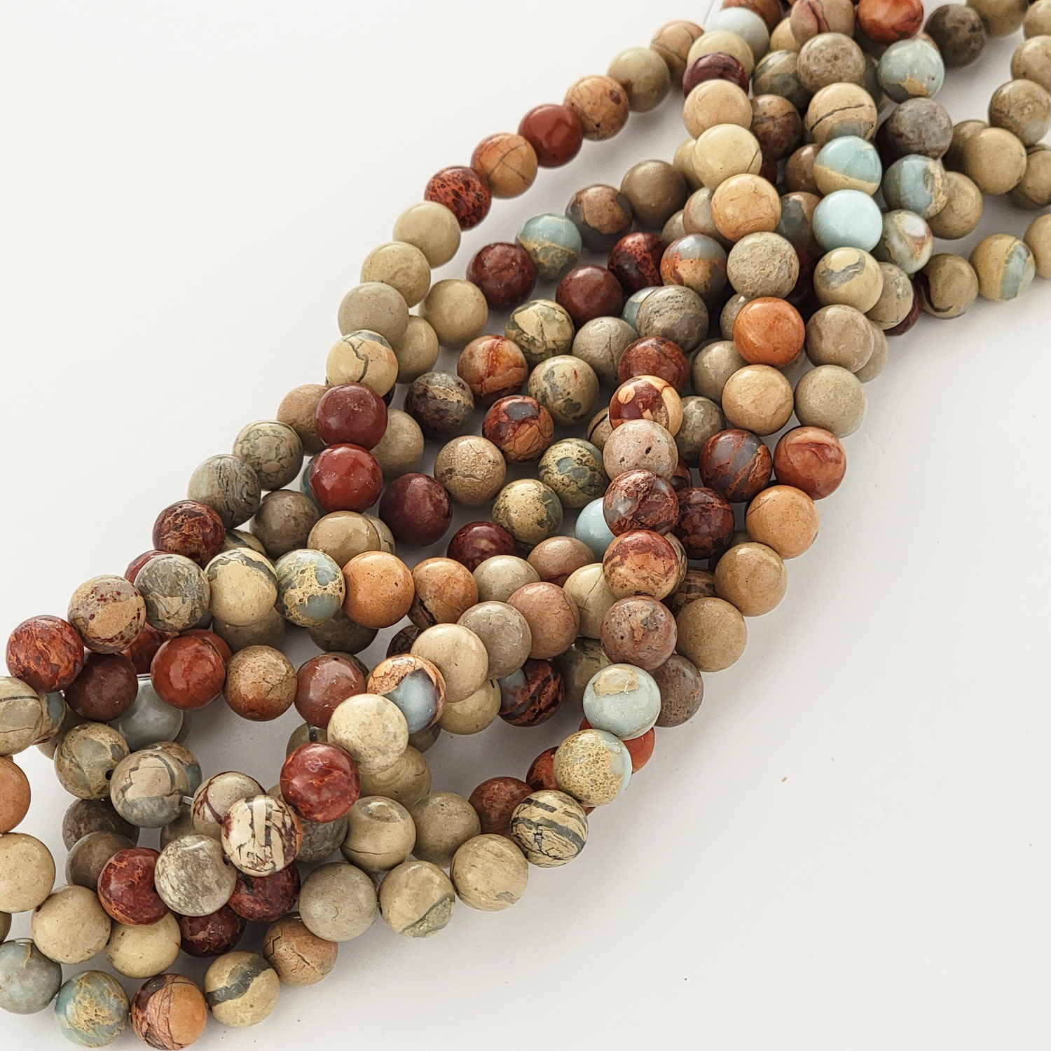 Aqua Terra "Jasper" Marble Smooth Round Beads
