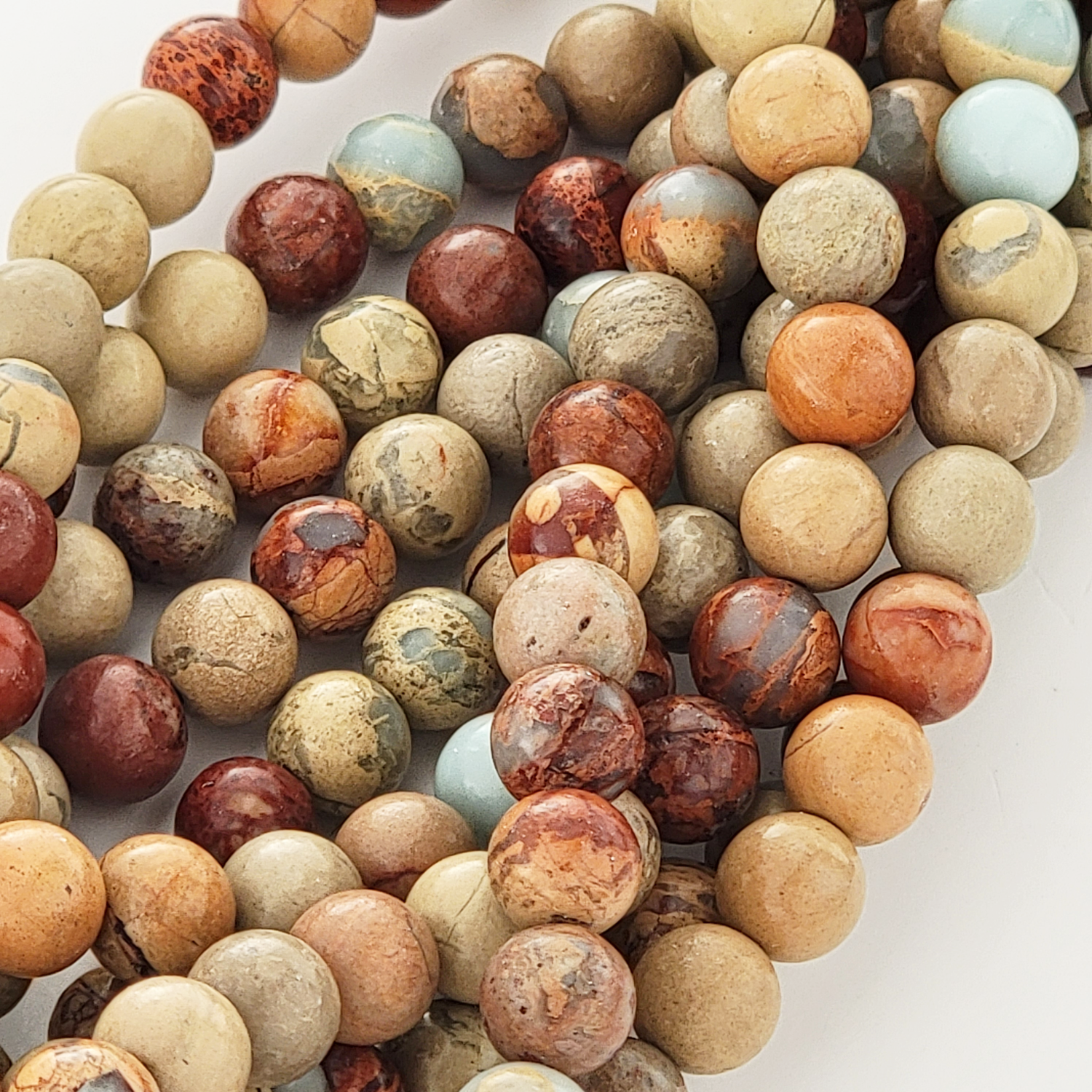 Aqua Terra "Jasper" Marble Smooth Round Beads