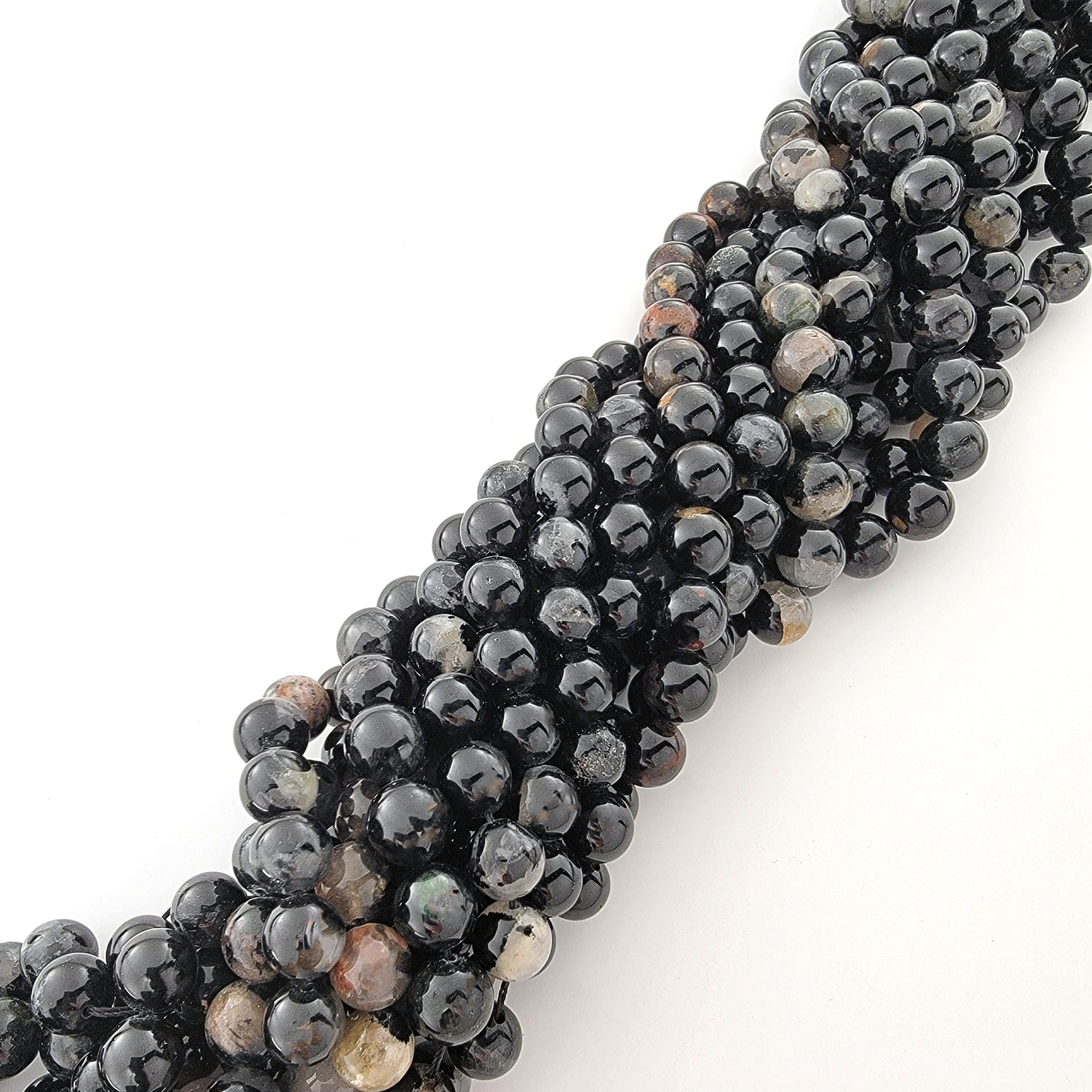 Black Tourmaline B Quality Natural Smooth Round Beads