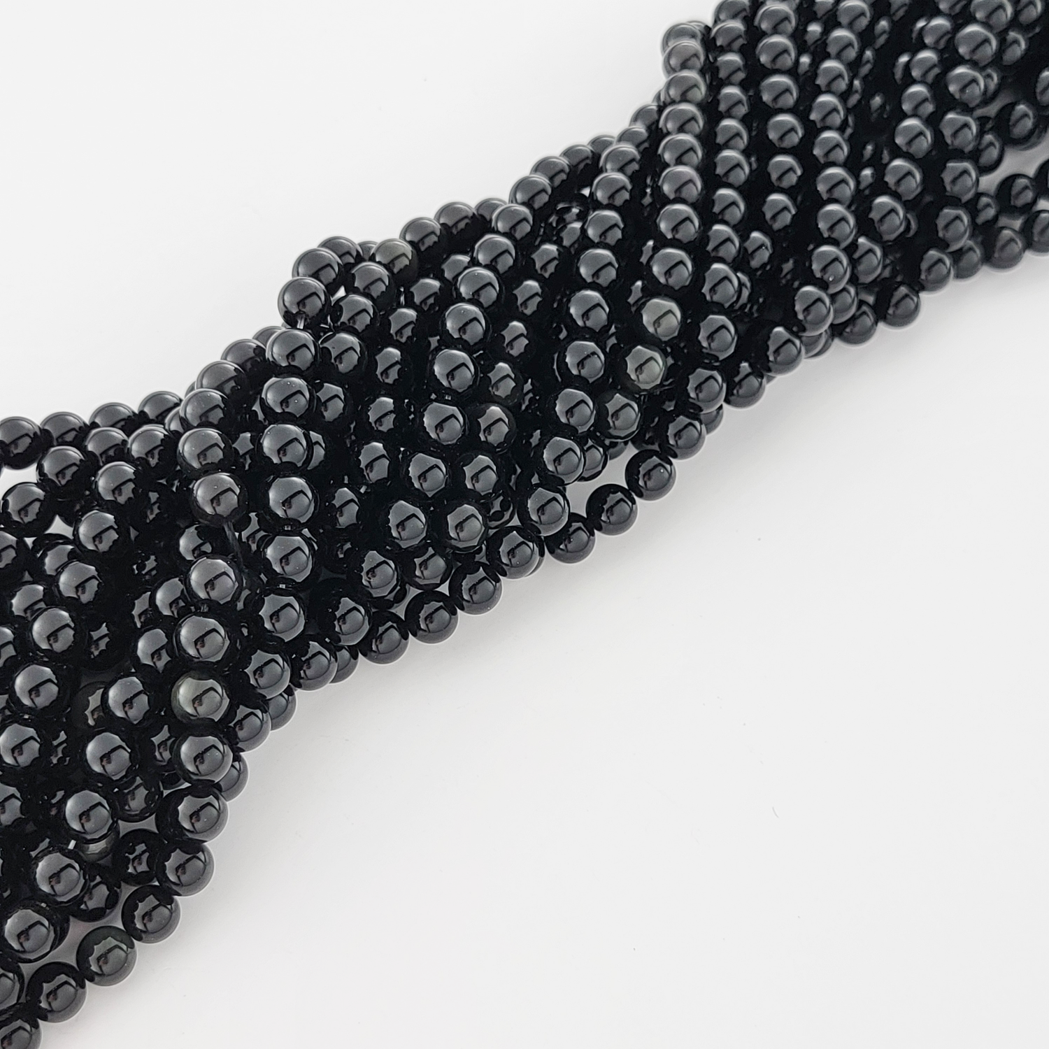 Black Obsidian Natural Smooth Round Beads