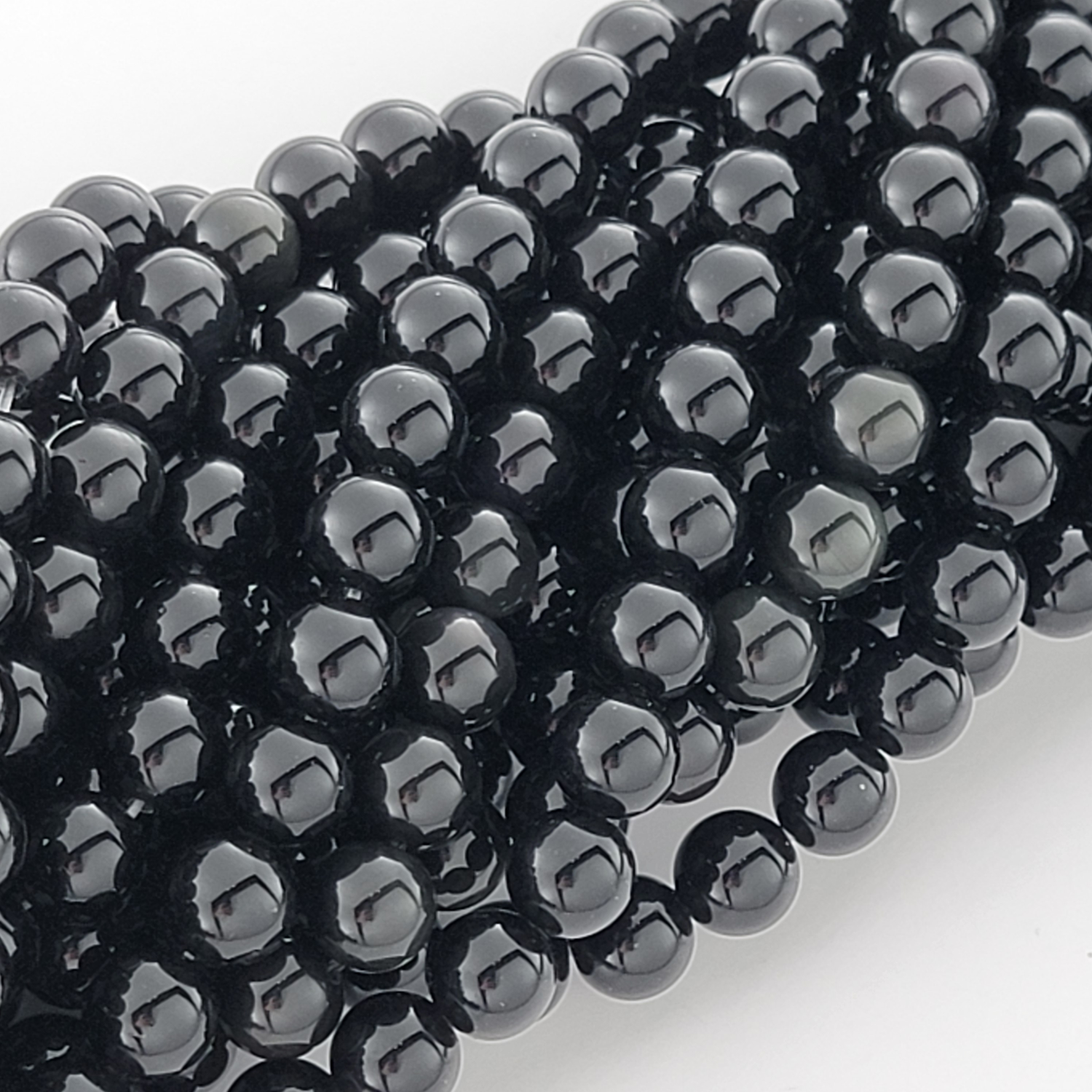 Black Obsidian Natural Smooth Round Beads