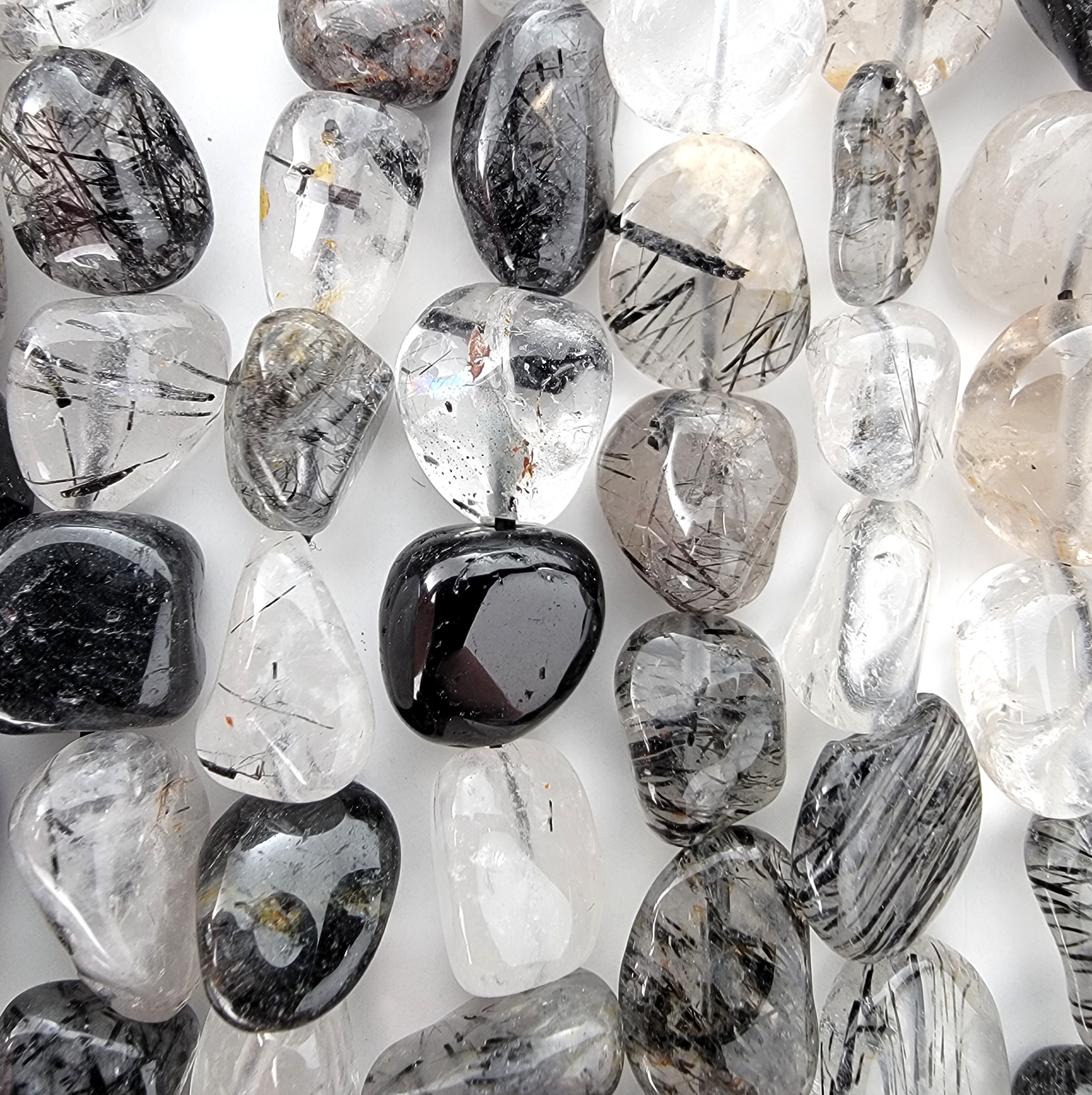 Black Rutilated Quartz Nugget Stone Beads