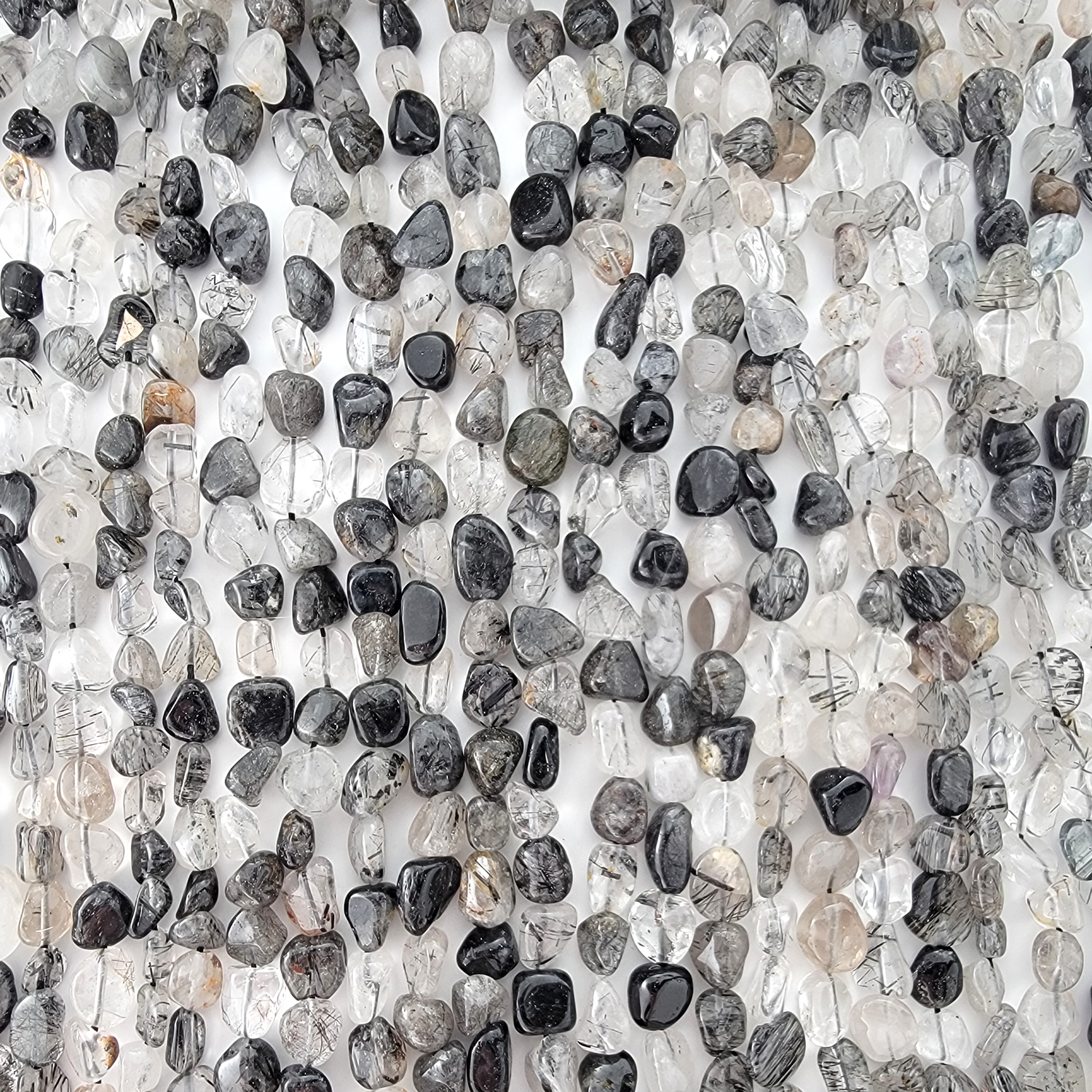 Black Rutilated Quartz Nugget Stone Beads
