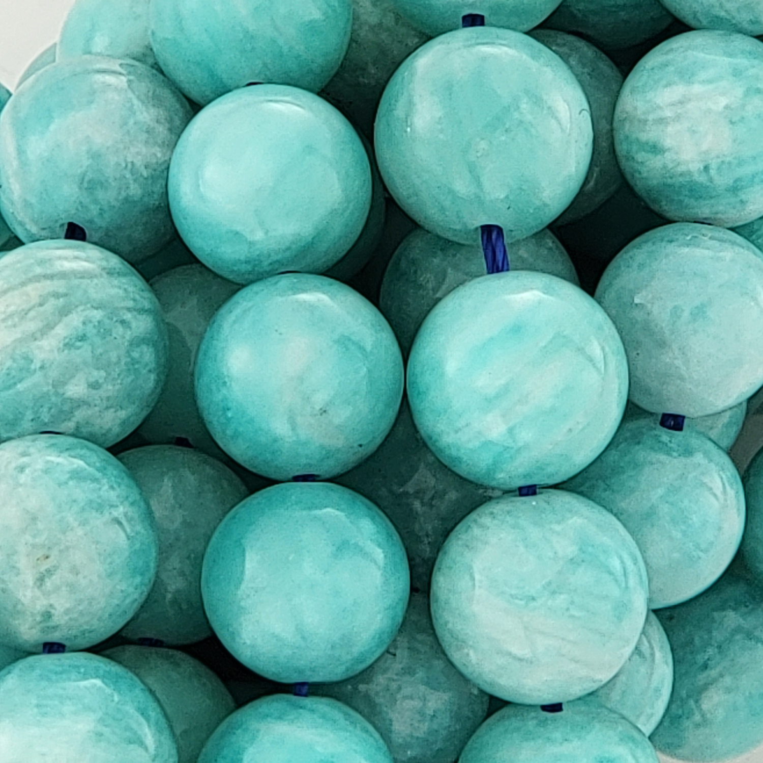 Blue Amazonite Natural Smooth Round Beads