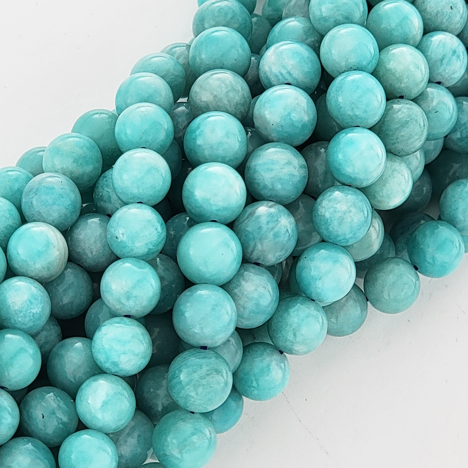 Blue Amazonite Natural Smooth Round Beads