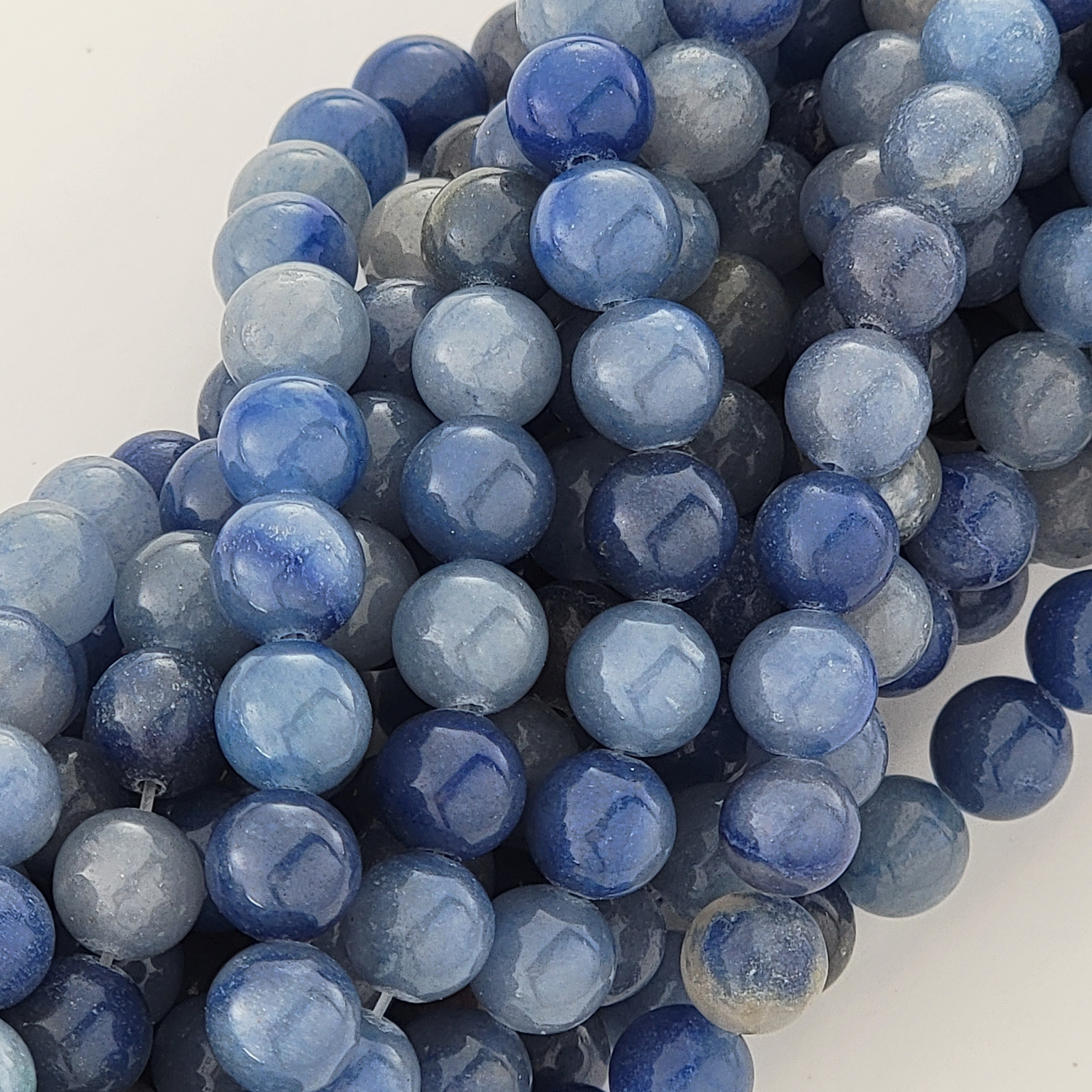 Blue Aventurine Natural Smooth Round Beads
