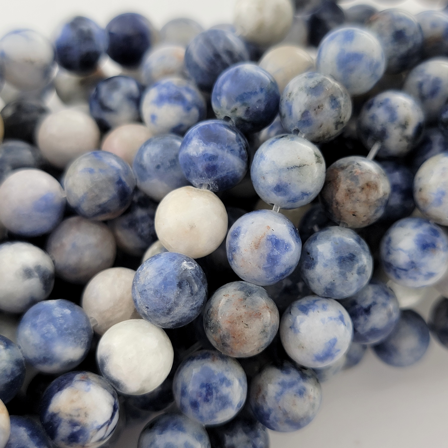 Blue Spot Jasper Natural Smooth Round Beads